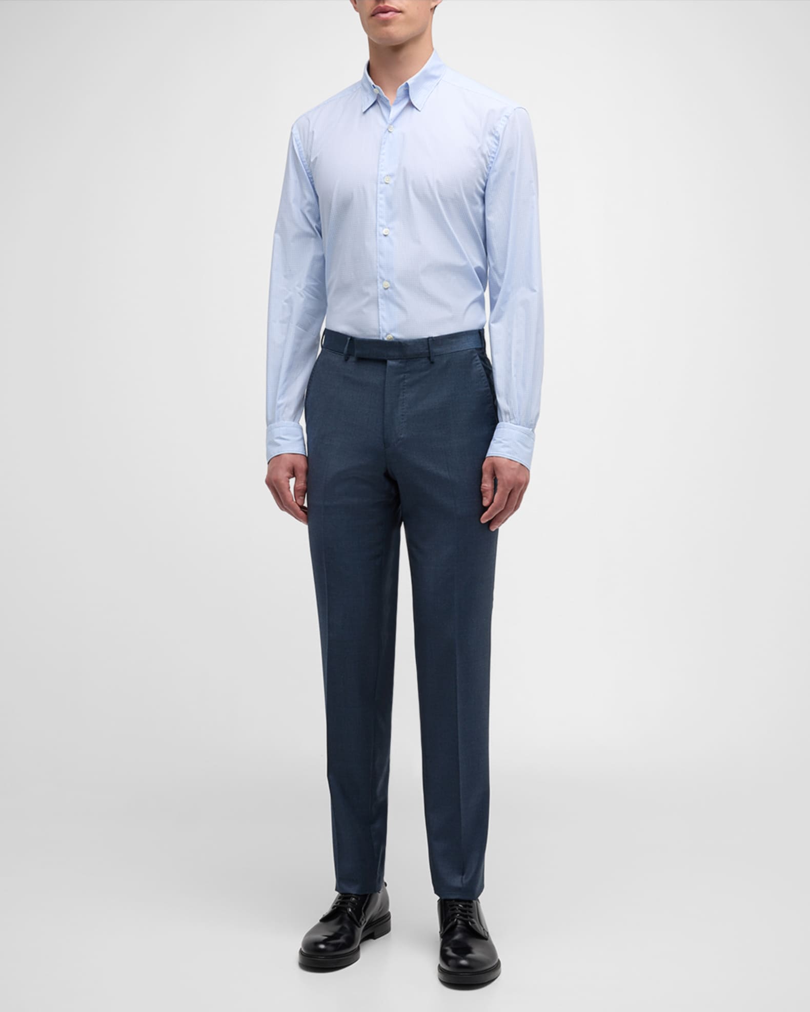 Men's Centoquaranta Cotton Check Sport Shirt - Thumbnail 2