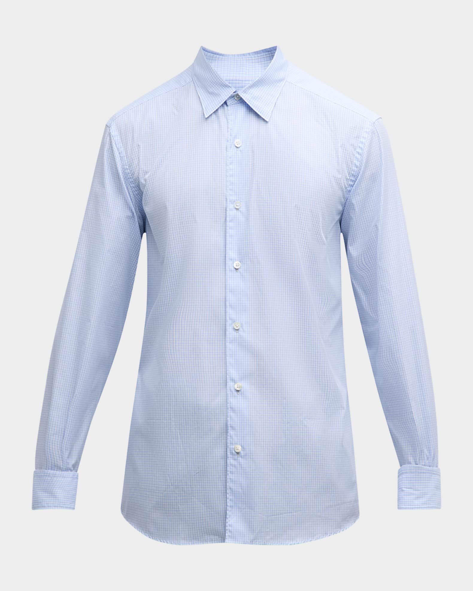 Men's Centoquaranta Cotton Check Sport Shirt