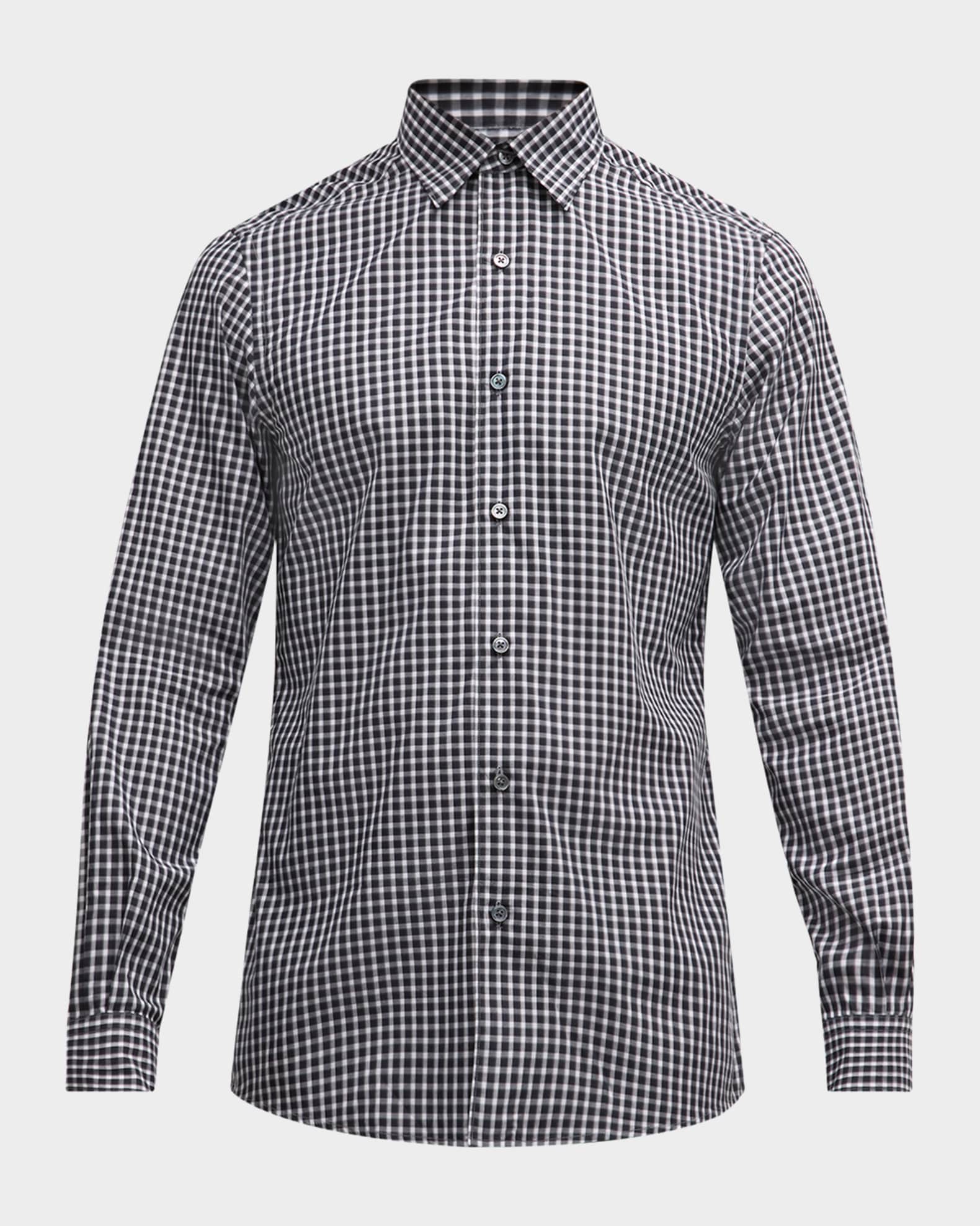 Men's Centoquaranta Cotton Plaid Sport Shirt 0
