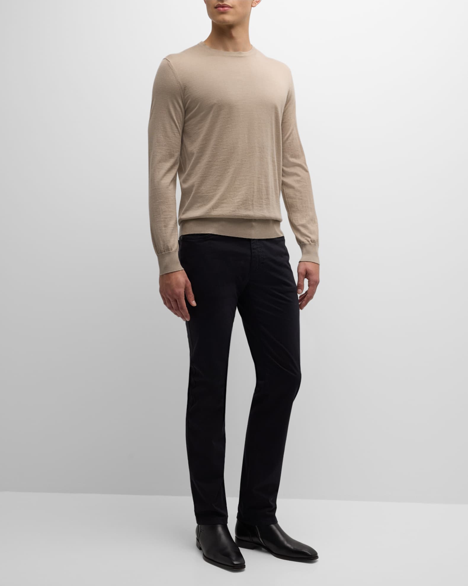 Men's Cashseta Cashmere and Silk Crewneck Sweater 1