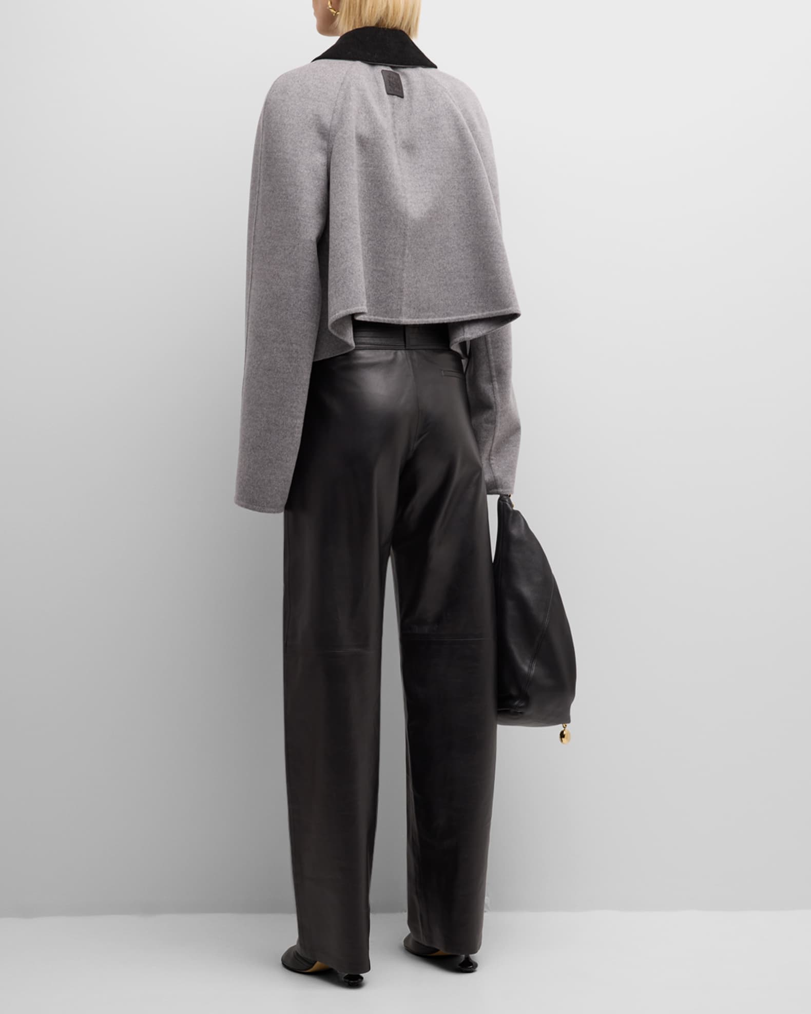 Loewe Belted Leather Straight-leg Trousers, Black, Women's, 8, Pants & Shorts Leather & Faux Leather Pants