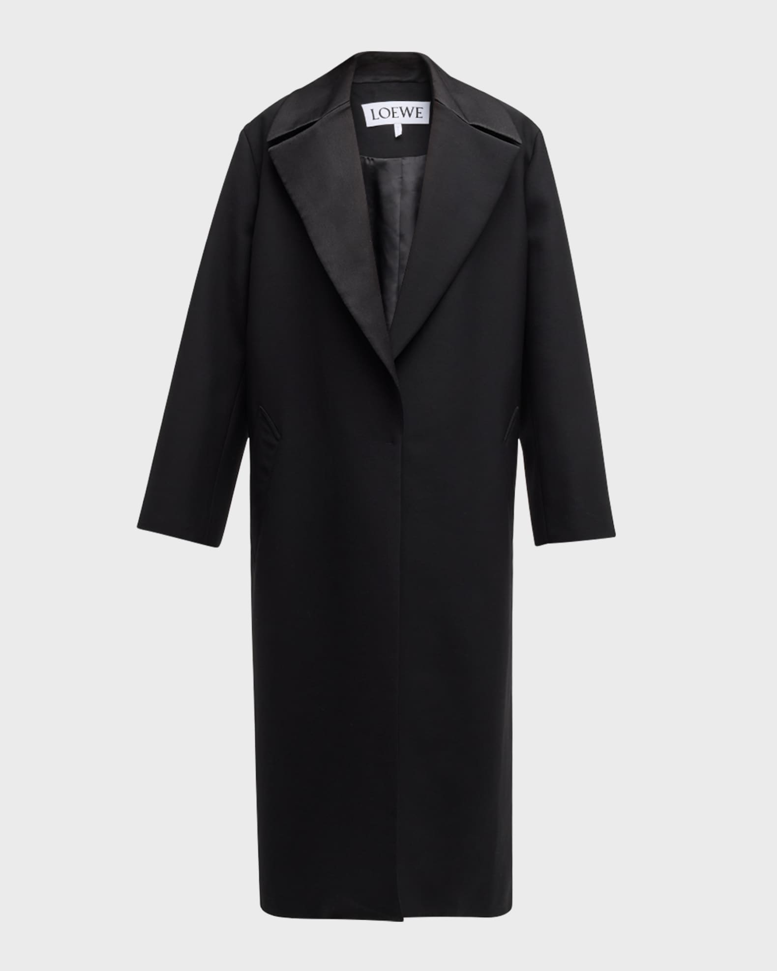 Loewe Satin Lapel Oversized Tailored Long Coat Neiman Marcus