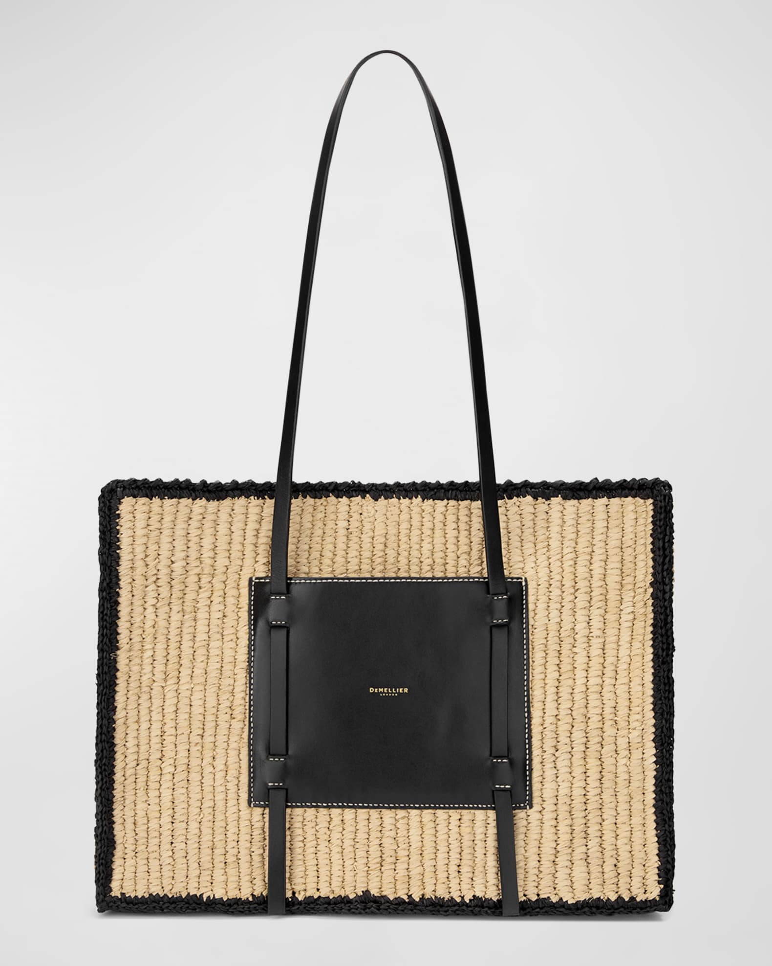 DeMellier Capri Raffia & Leather Tote Bag