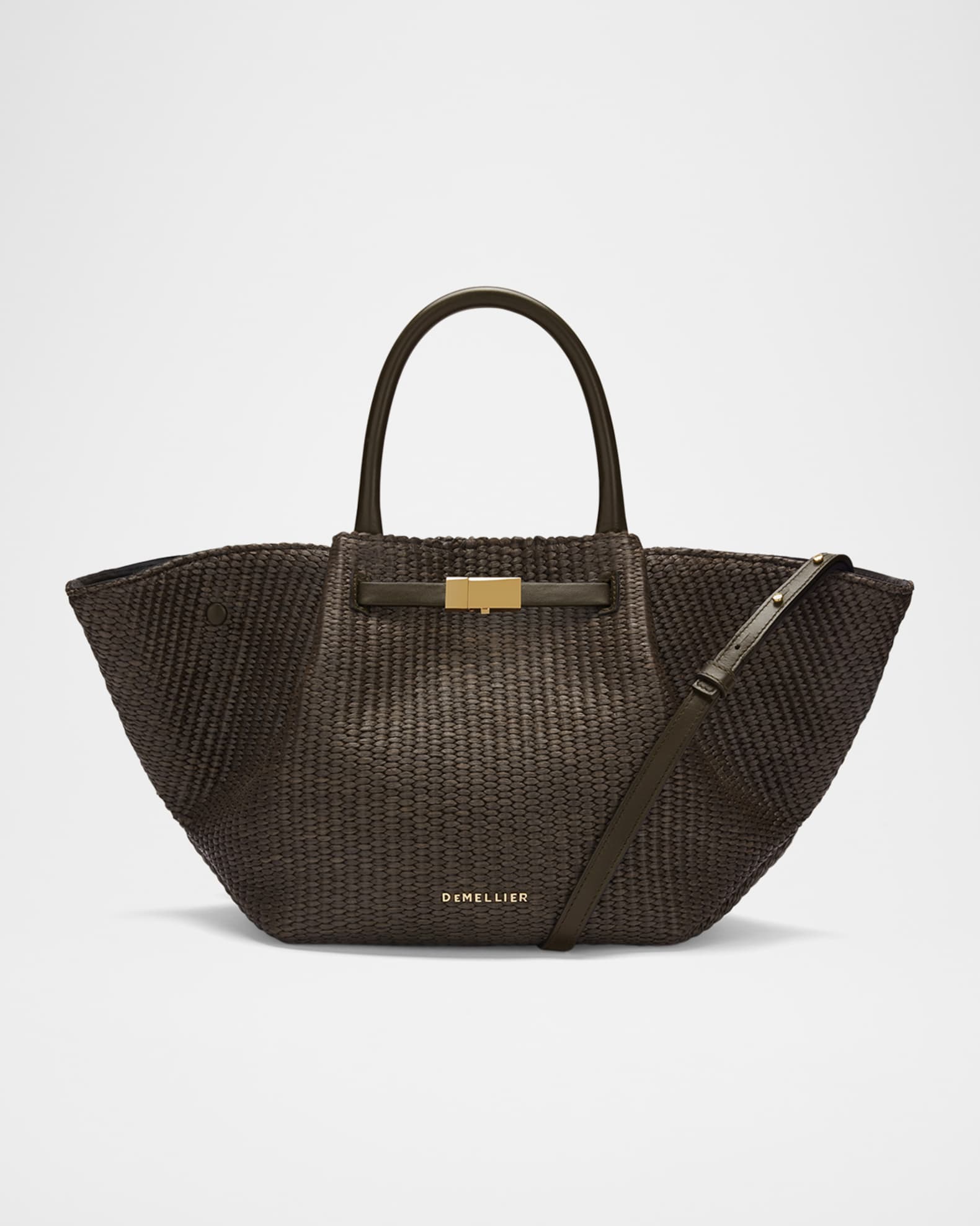 DeMellier New York Midi Raffia Top-Handle Bag | Neiman Marcus