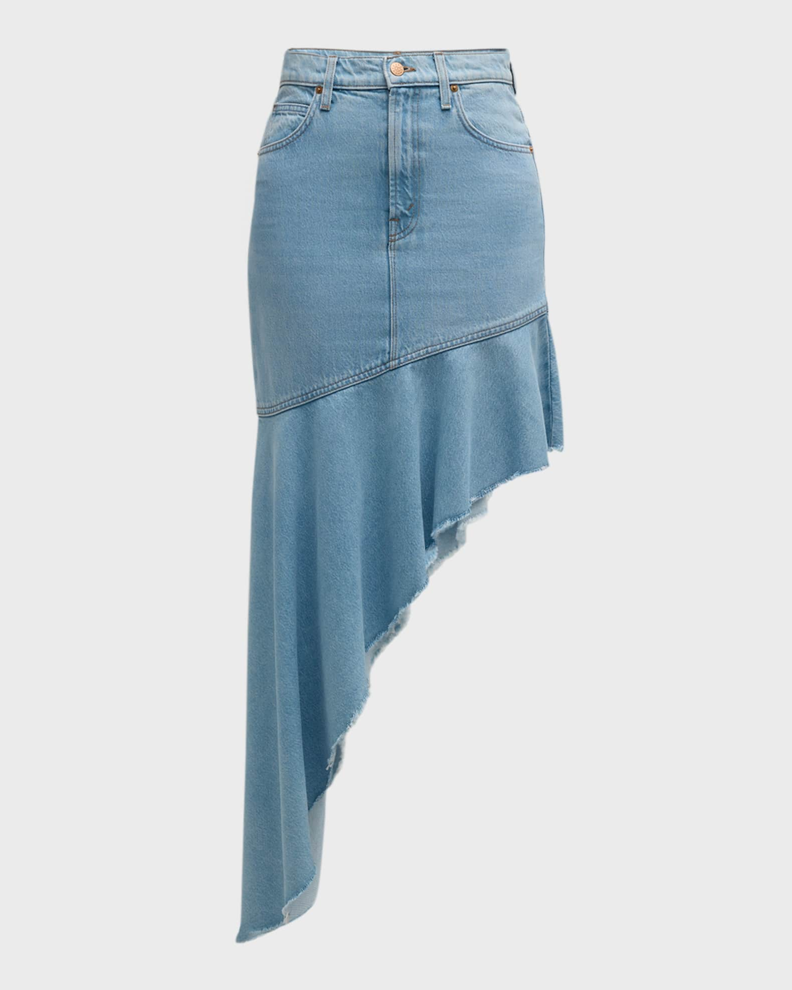 Off-White asymmetric ruffled denim skirt - Blue