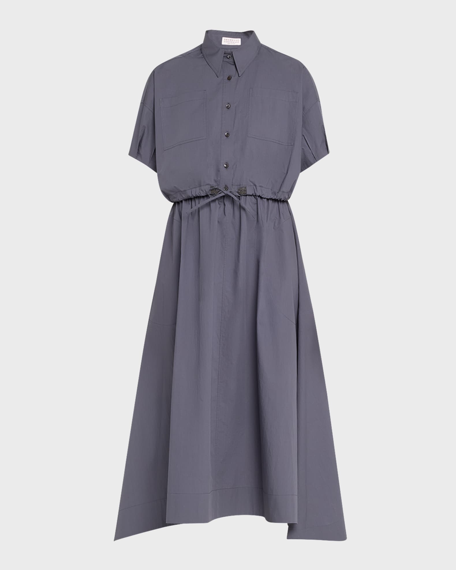 Brunello Cucinelli Light-Weight Shirtdress with Fitted Waist and Monili Loop Detail
