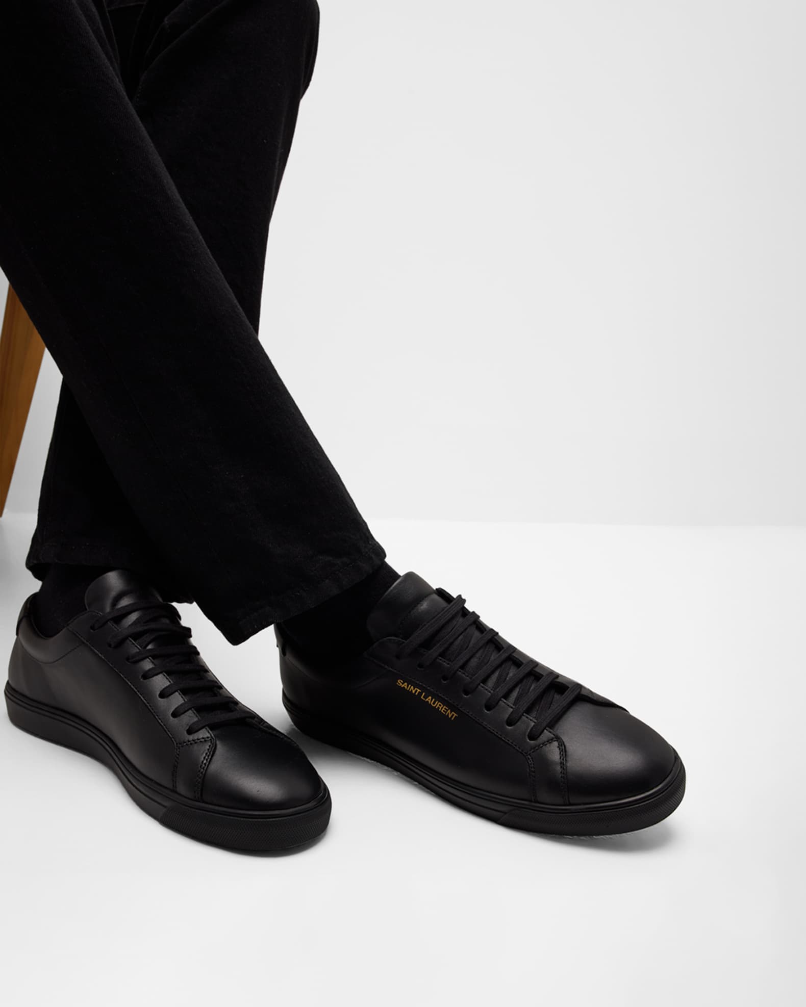 Saint Laurent Men s Andy Leather Low Top Sneakers Neiman Marcus