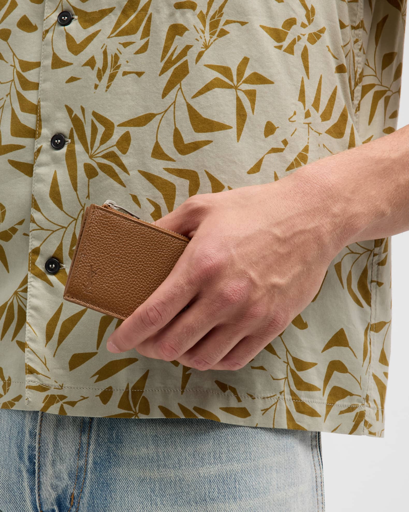 Men's YSL Zip Card Holder in Leather 1