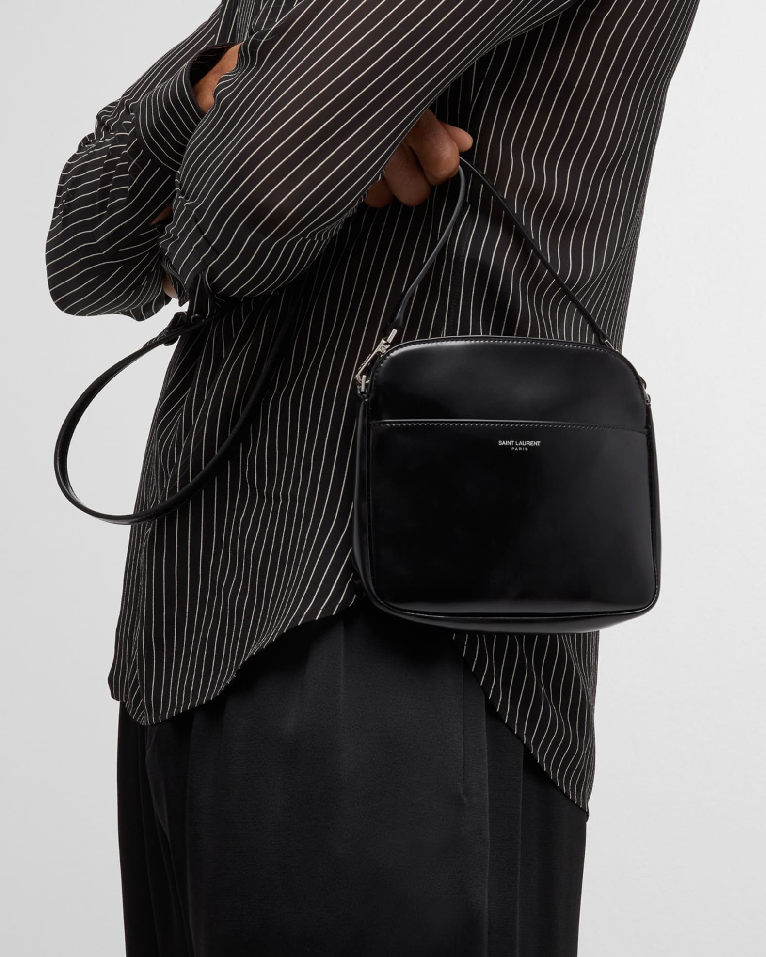 Saint Laurent Men's Mini Crossbody Bag in Brushed Leather