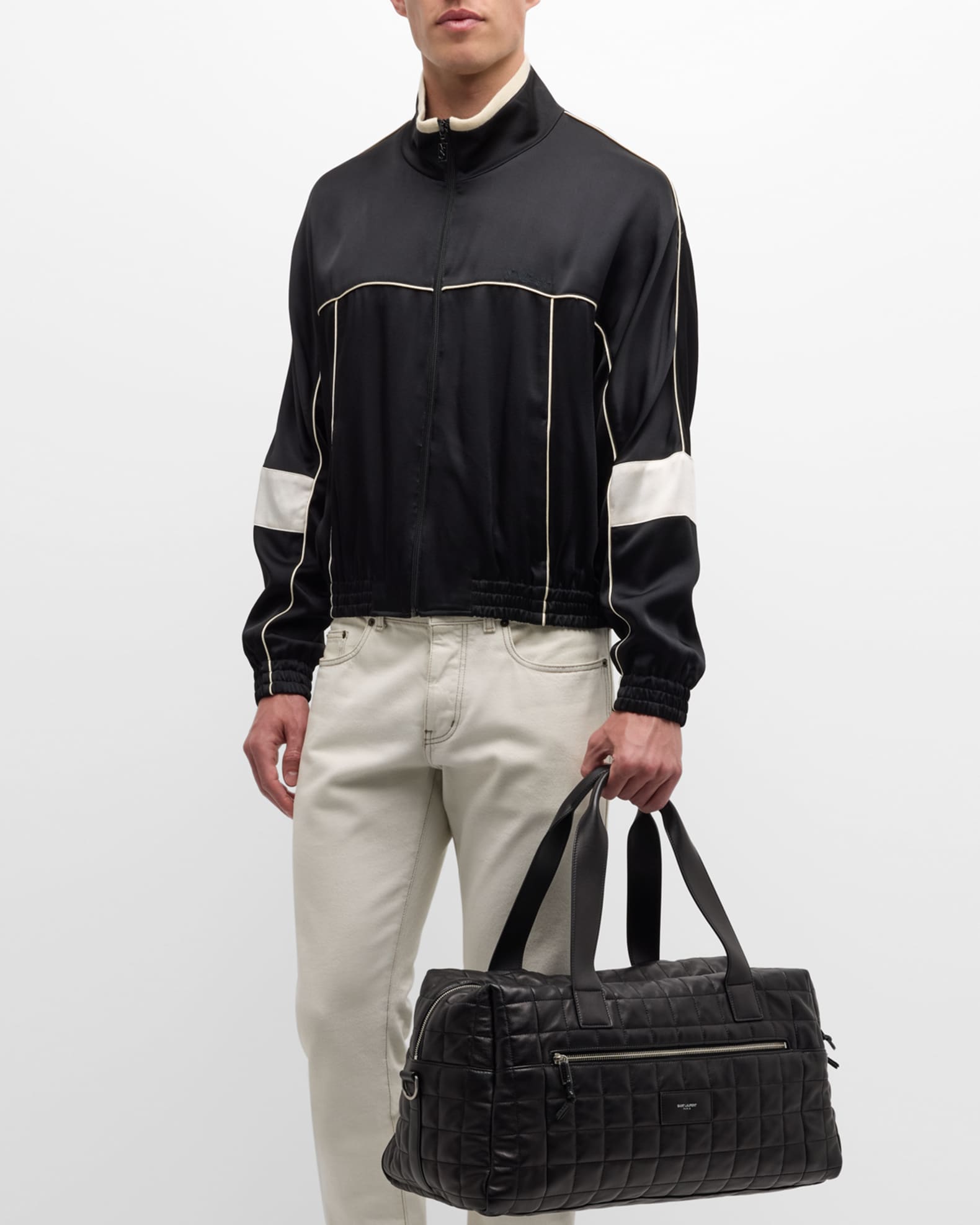 Saint Laurent NUXX ダッフルバック Saint Laurent Men's Nuxx Quilted Leather Duffel Bag | Neiman