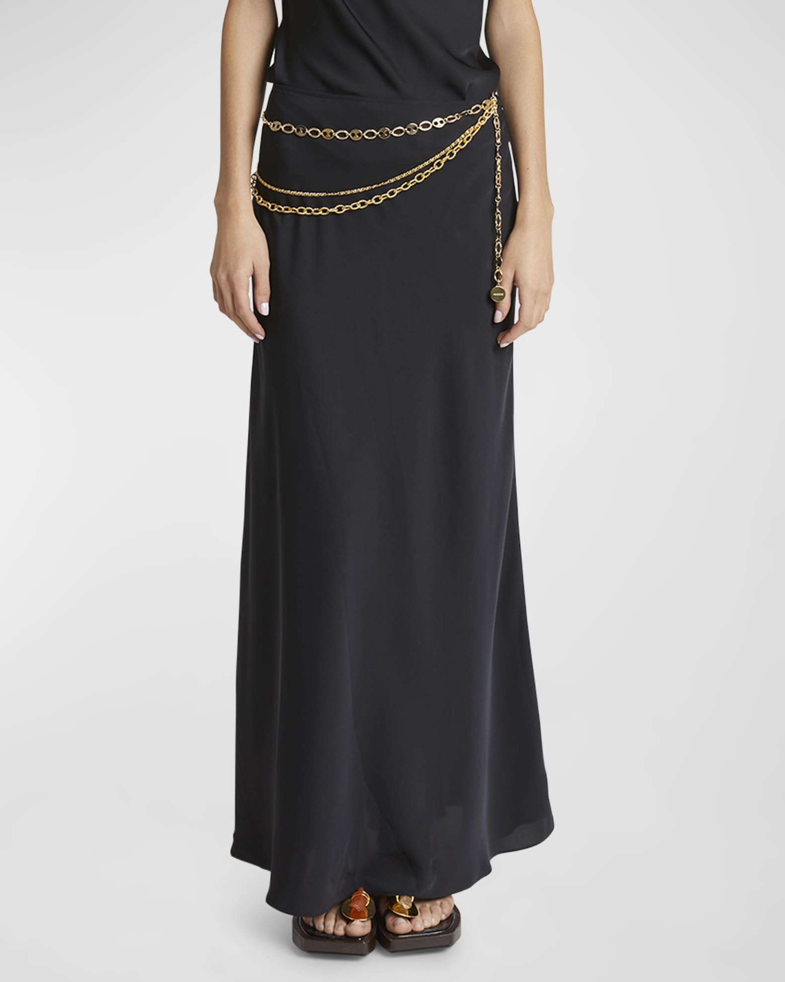 Draped Chain Maxi Skirt