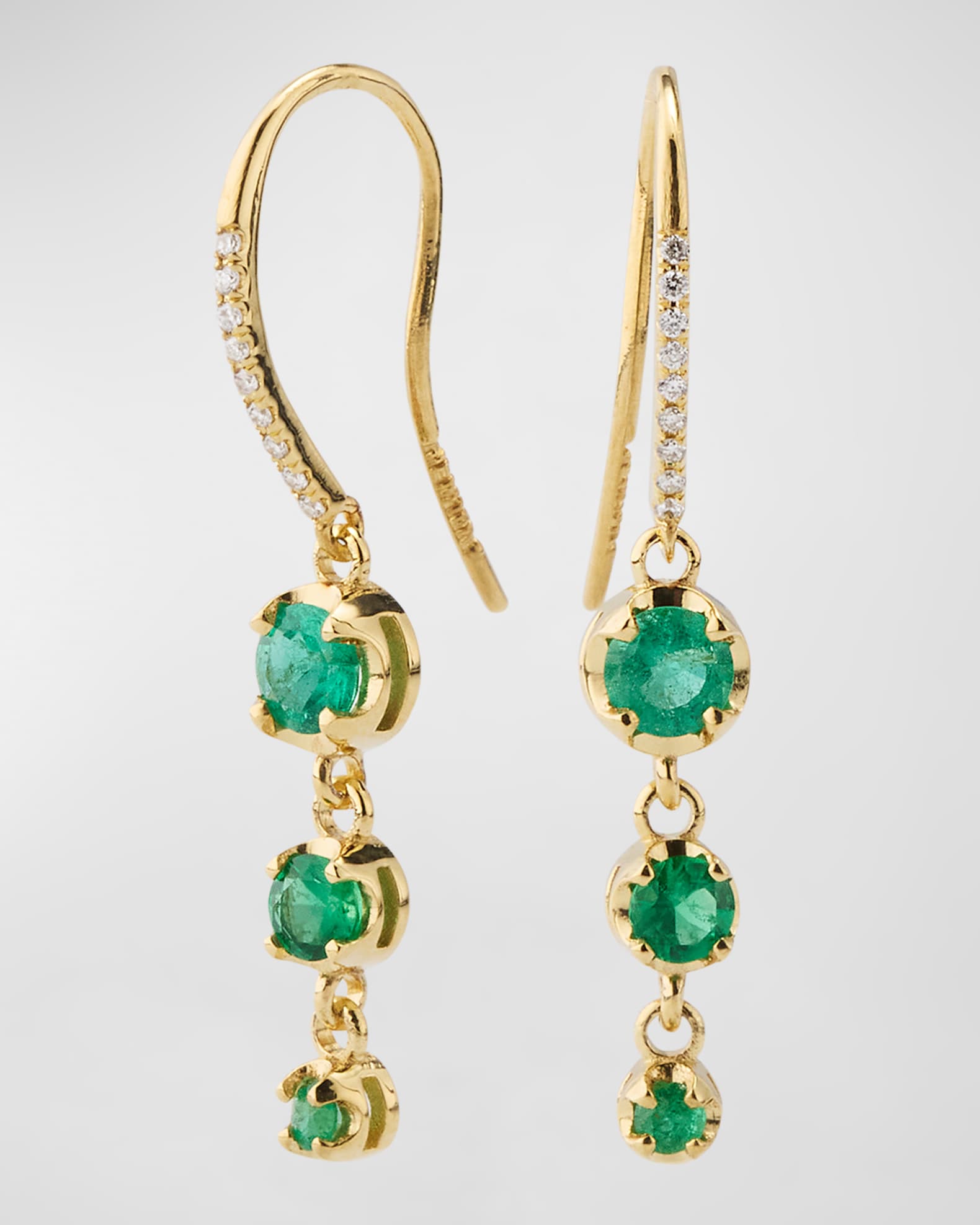 3 Graduated Illusion-Set Emerald Drop Earrings  0