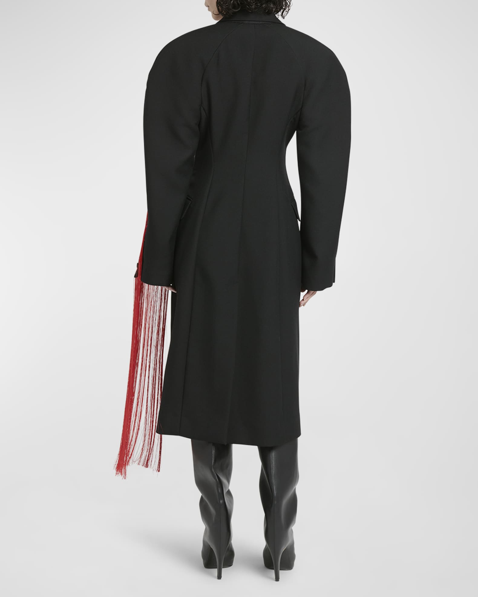 Alexander McQueen Brushstroke Embroidered Fringe Double Breasted Long Coat Neiman Marcus