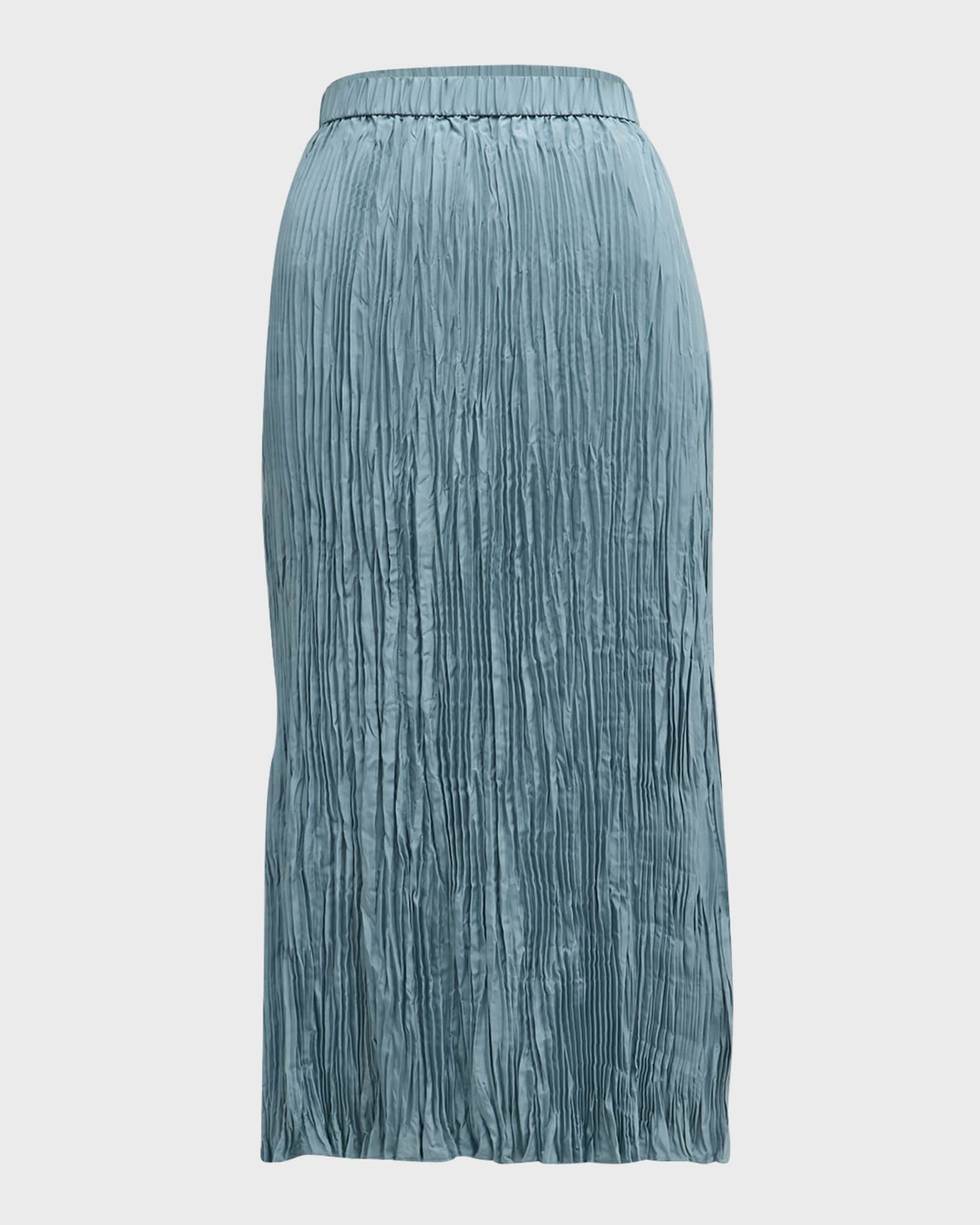 Eileen Fisher Crinkled Pleated Straight Midi Skirt