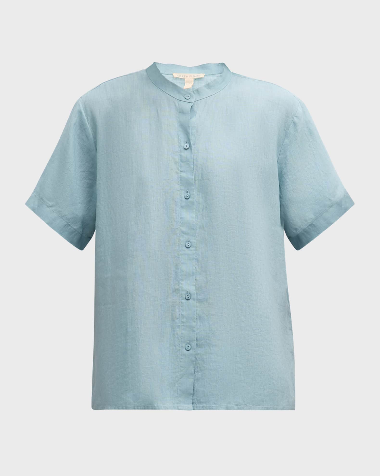 Eileen Fisher Button-Down Handkerchief Organic Linen Top