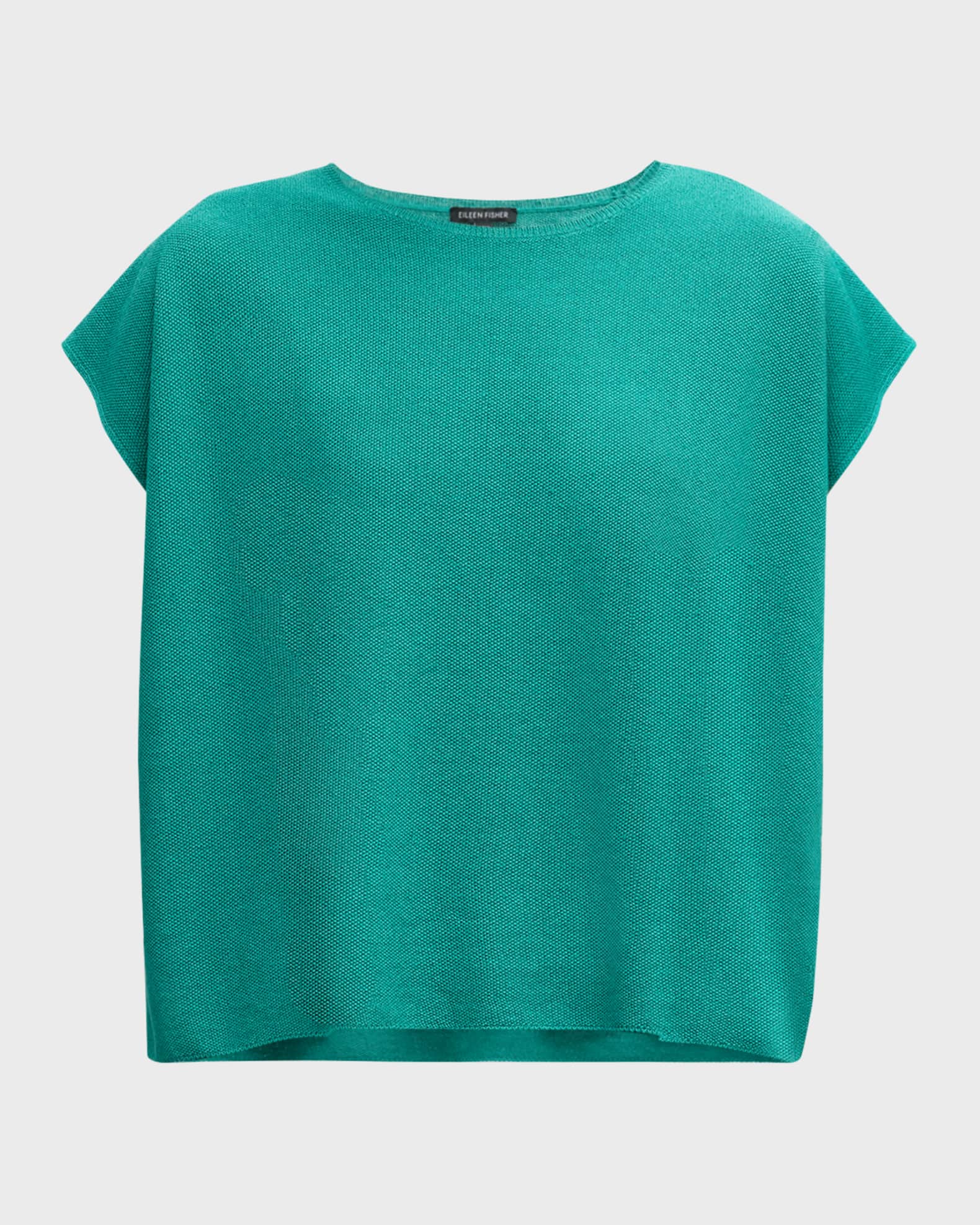 Eileen Fisher Boxy Short-Sleeve Crewneck Top