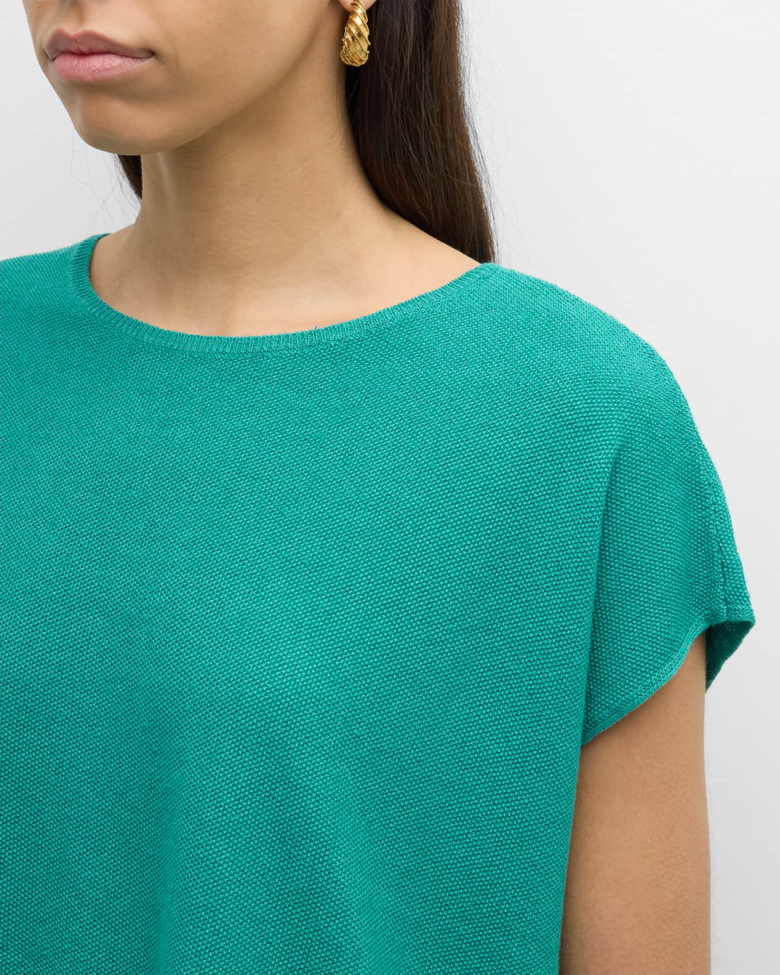 Eileen Fisher Women's Crewneck High Low Top Blue Size X-Small