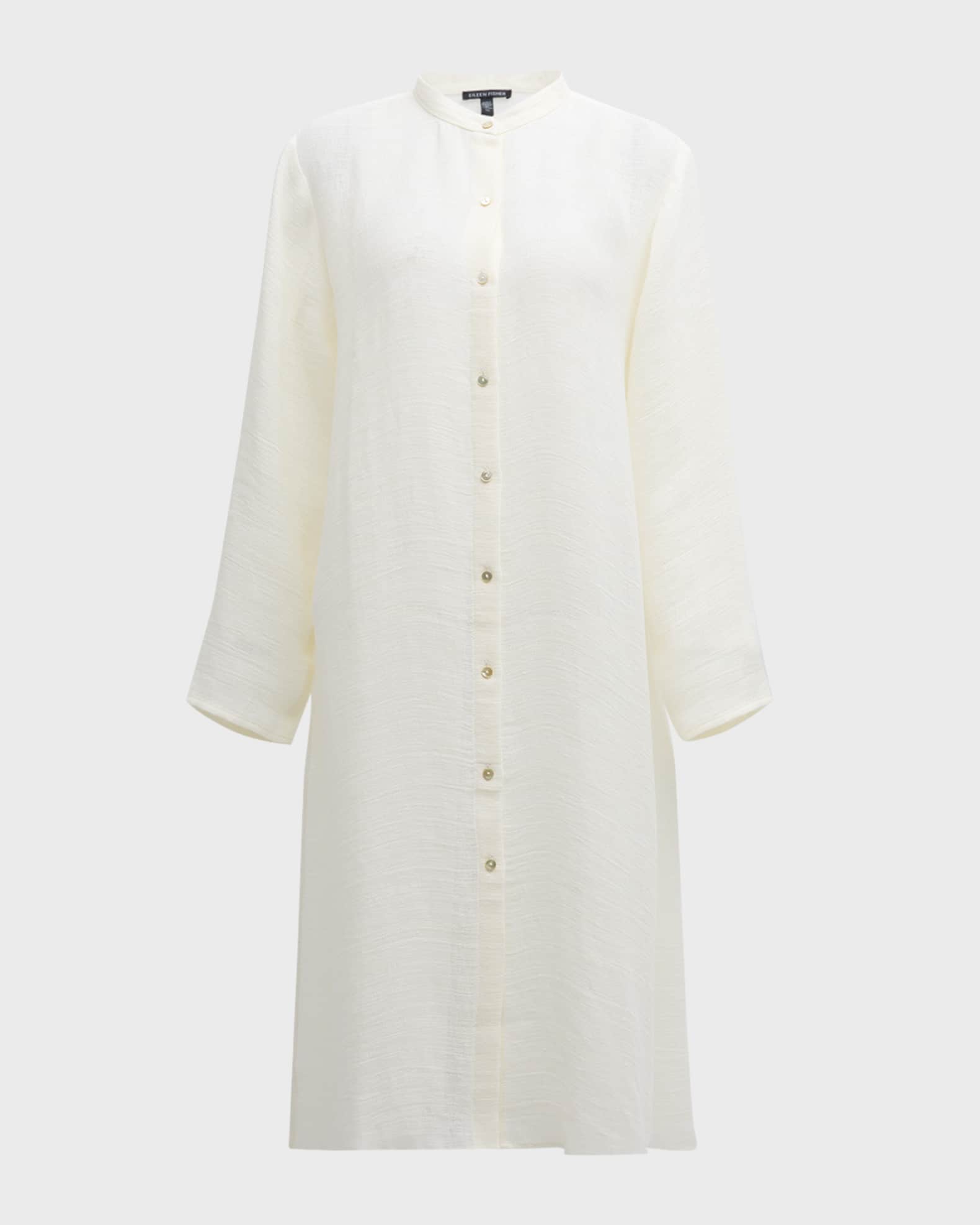 Eileen Fisher Button-Down Organic Linen Gauze Shirt