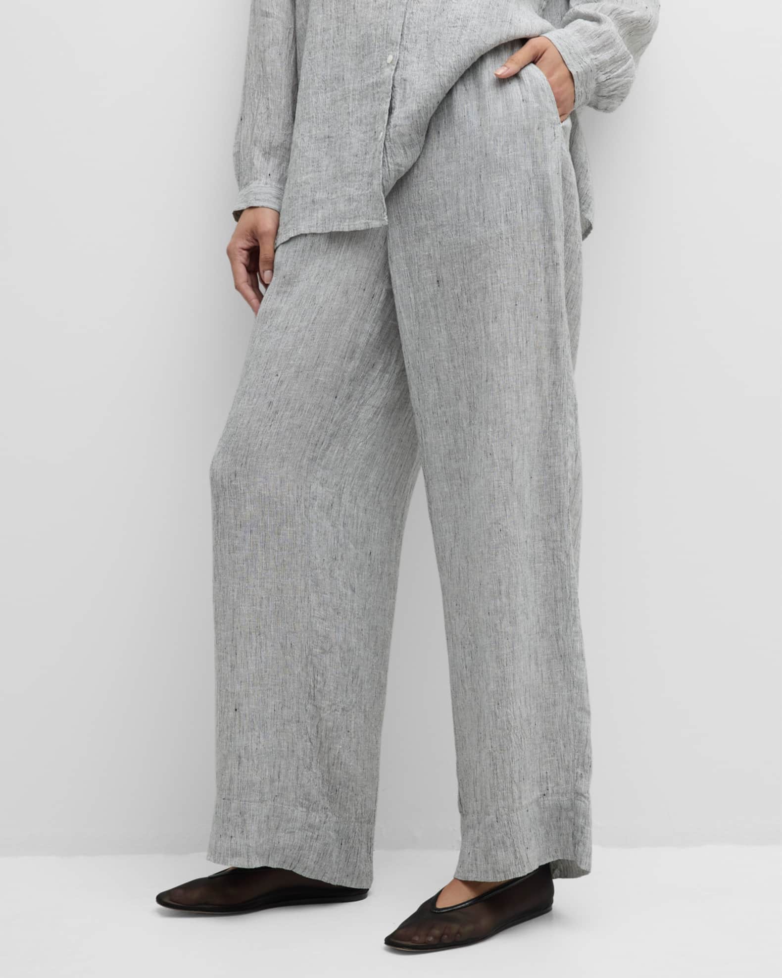 Eileen Fisher Women's Puckered Organic Linen Wide-Leg Pant