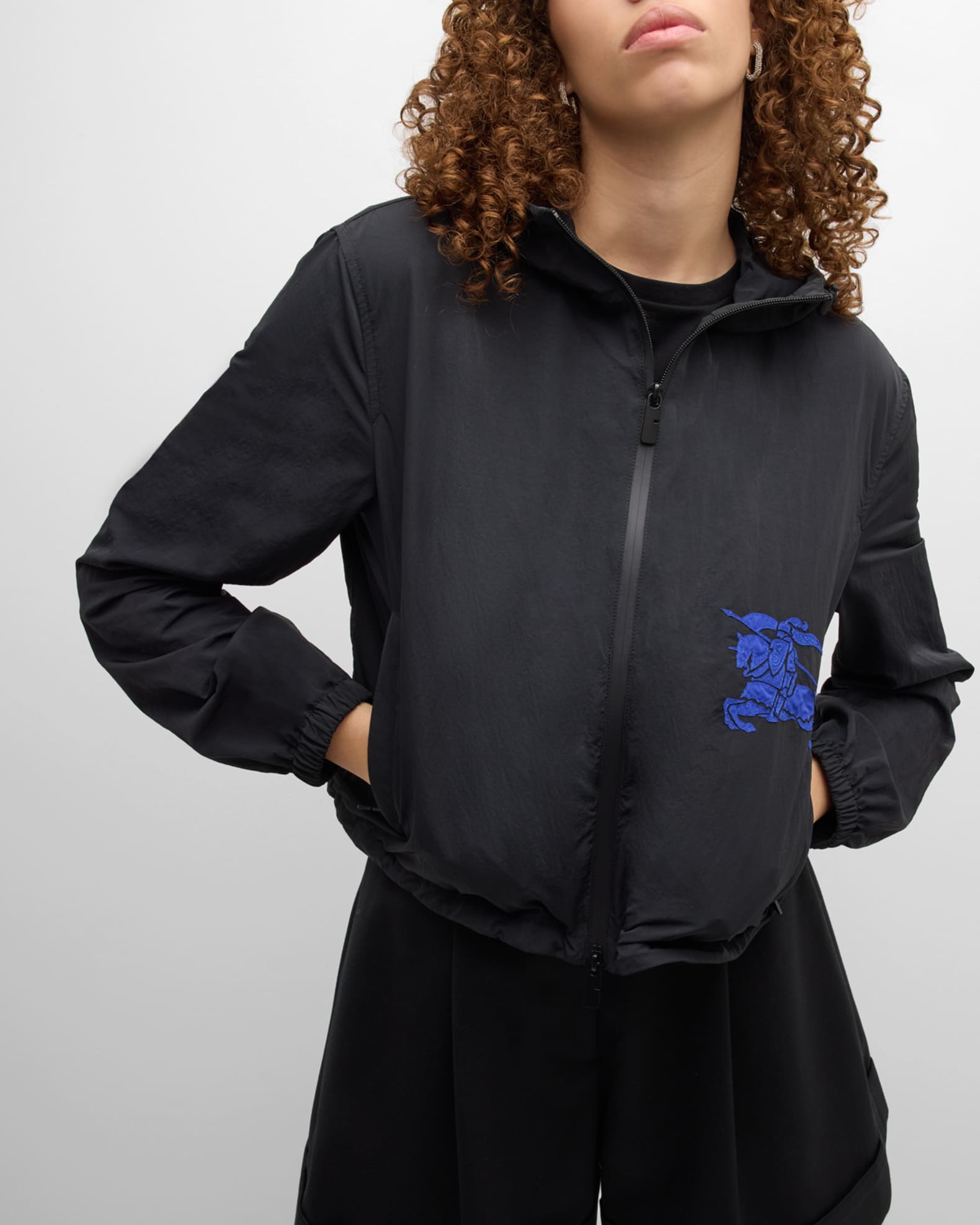Burberry EKD Embroidered Hooded Jacket | Neiman Marcus