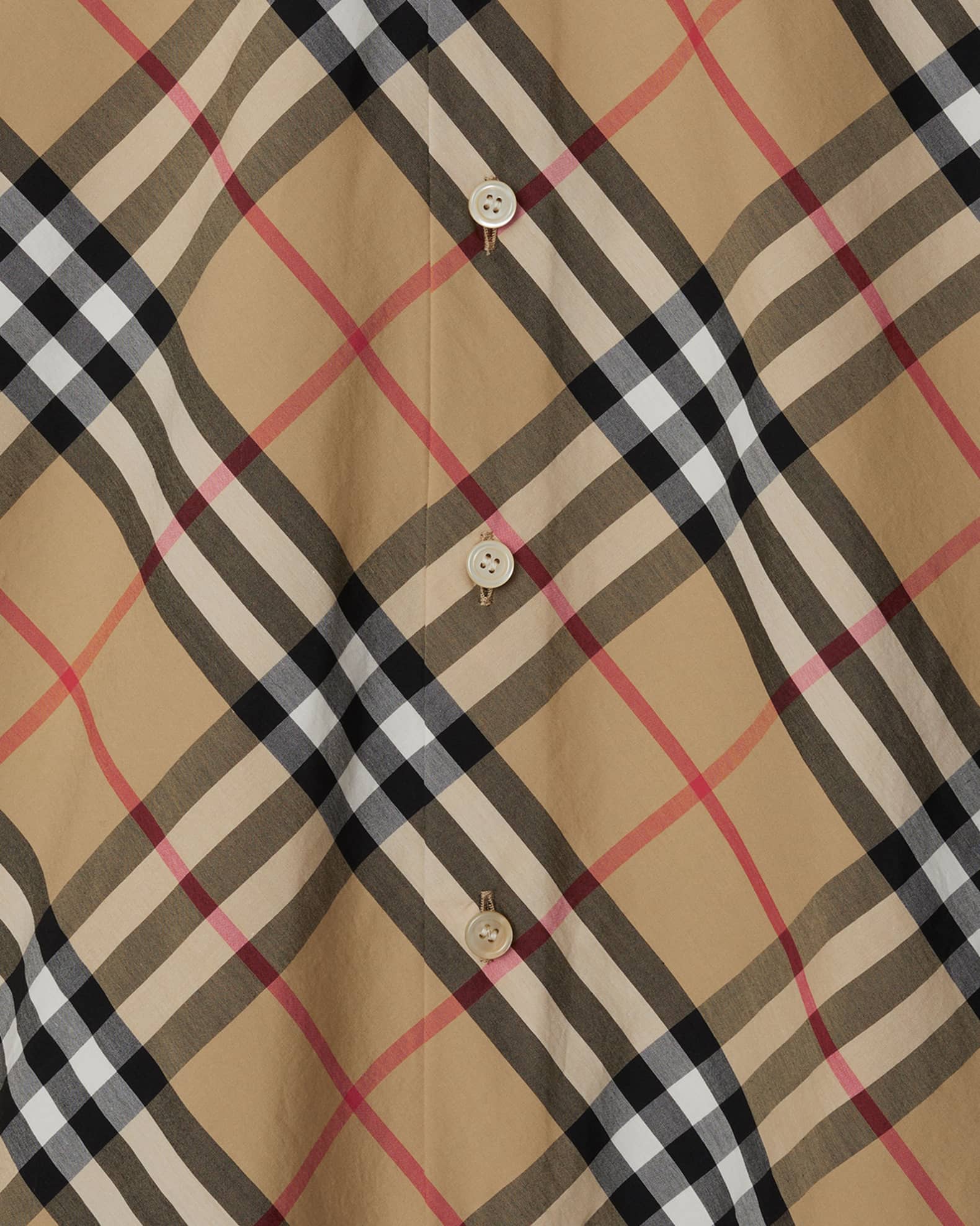 Burberry Check Long-Sleeve Cotton Button-Down Top | Neiman