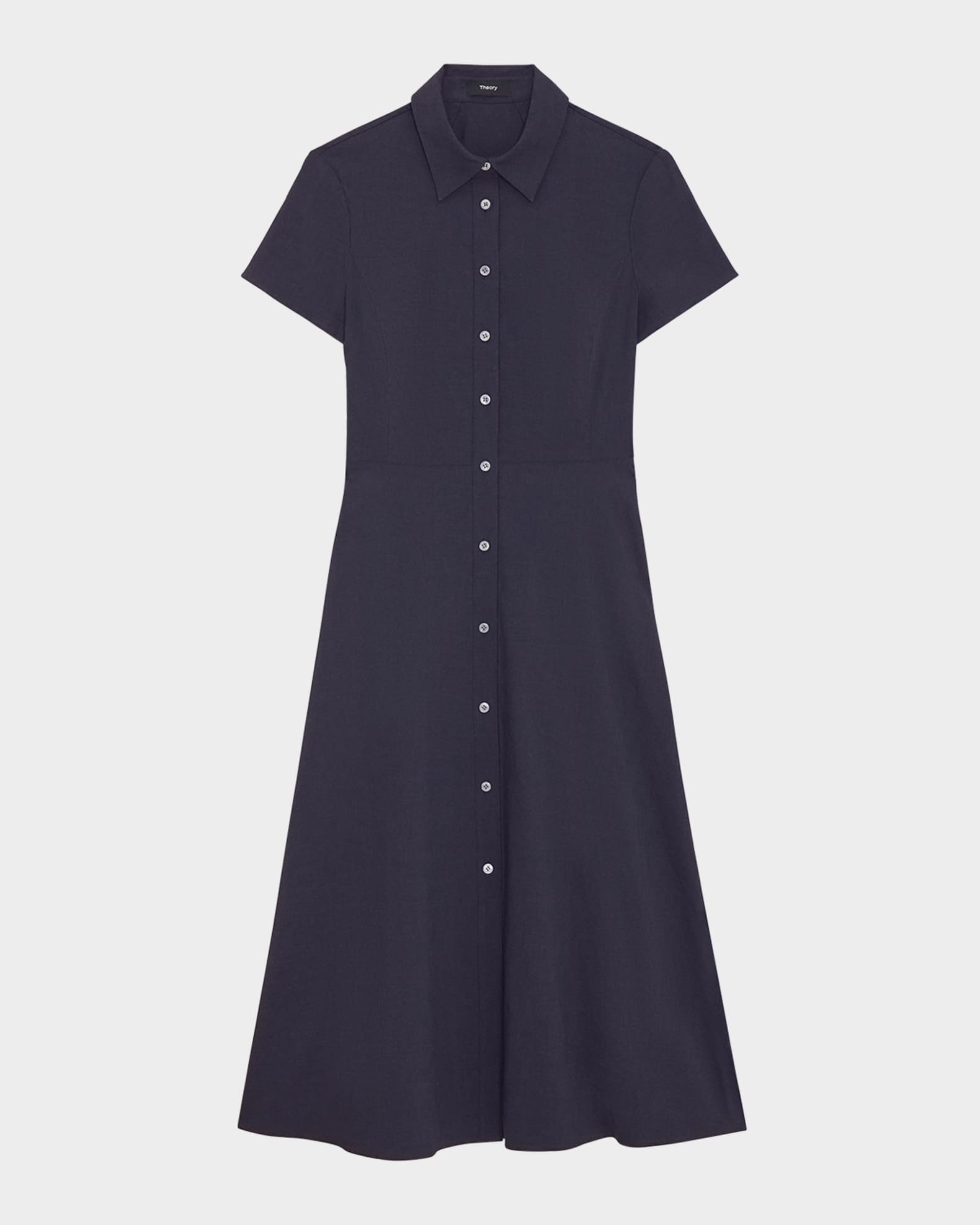 Theory Good Linen Short-Sleeve Button-Front Midi Shirt Dress | Neiman Marcus, image size:1580x1975