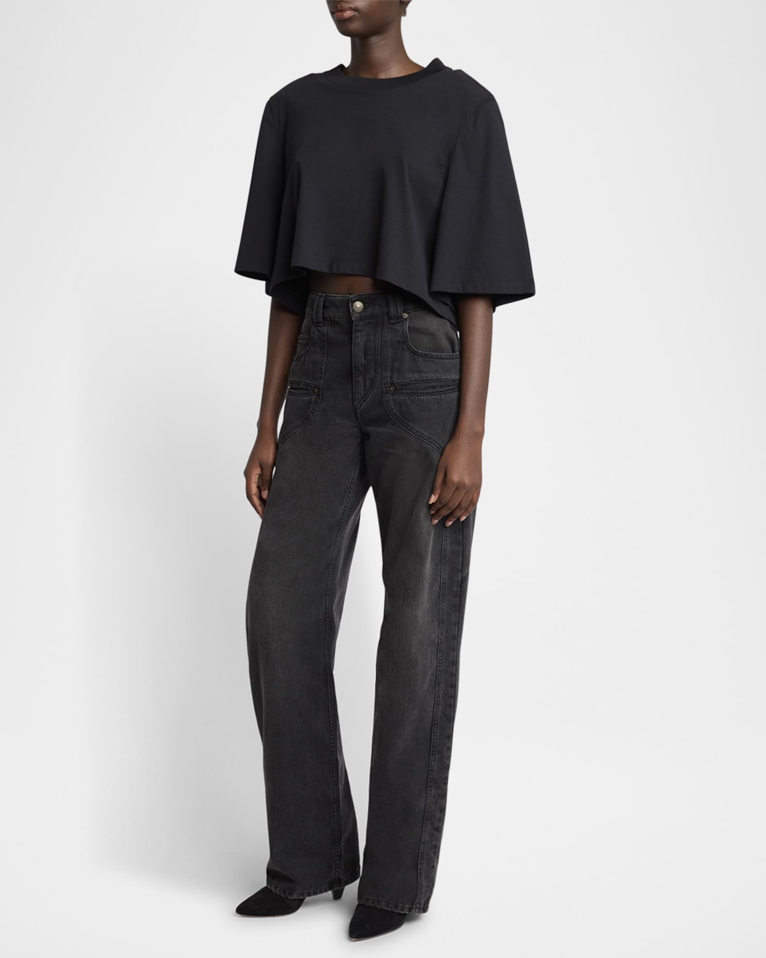 Zaely Strong-Shoulder Short-Sleeve Crop T-Shirt 1
