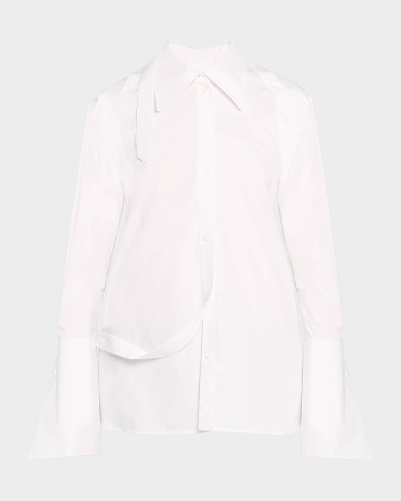 Courreges Layered One-Shoulder Button-Front Blouse
