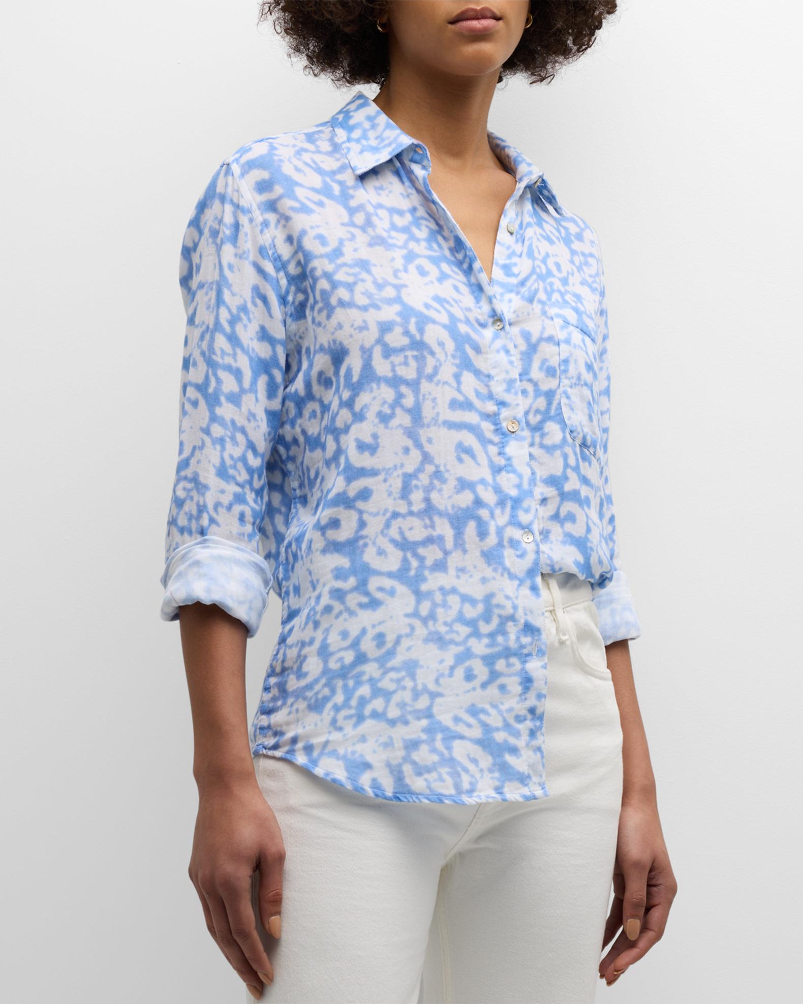 Rails Ellis Diffused Cheetah Button-Front Shirt | Neiman Marcus