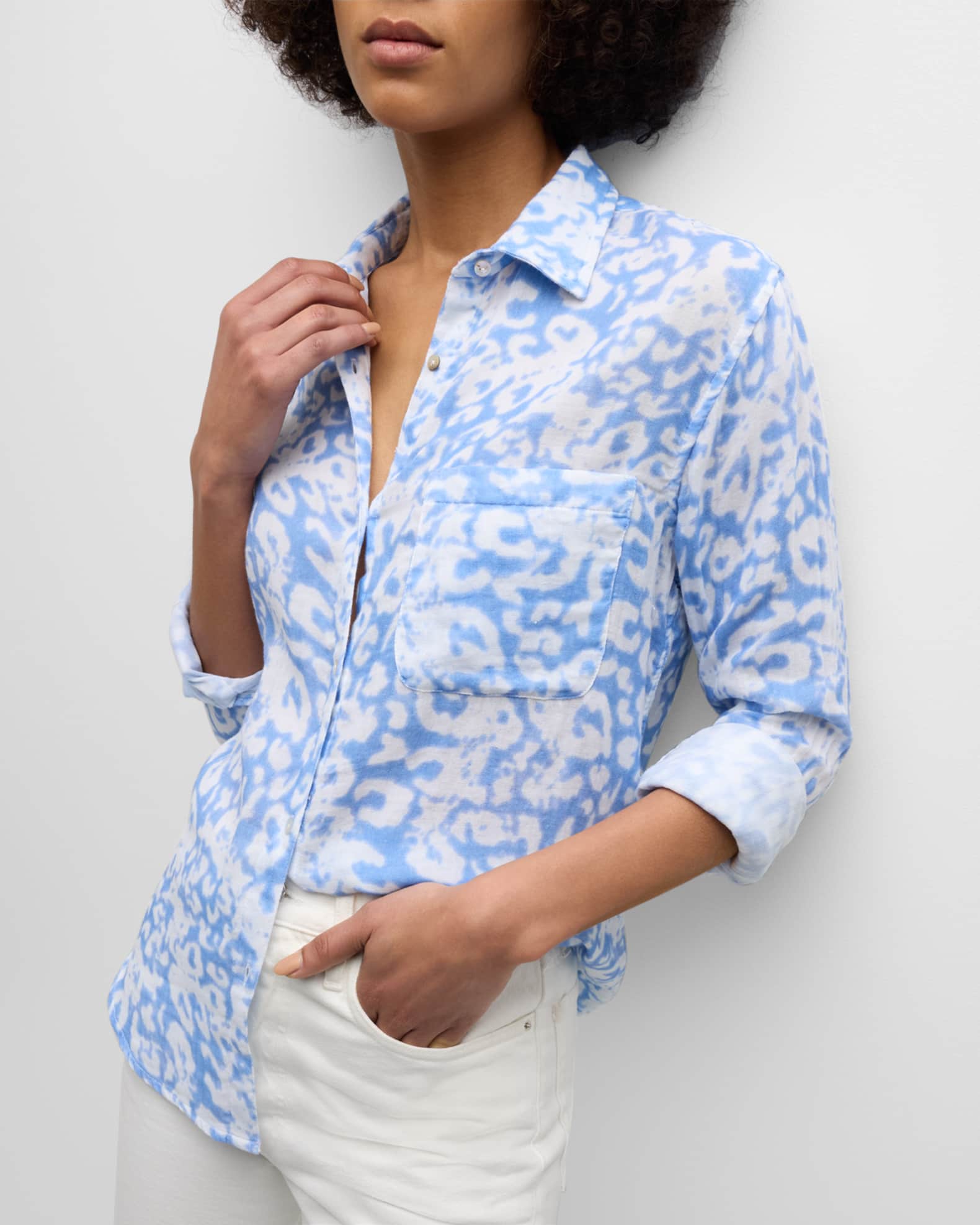 Rails Ellis Diffused Cheetah Button-Front Shirt | Neiman Marcus