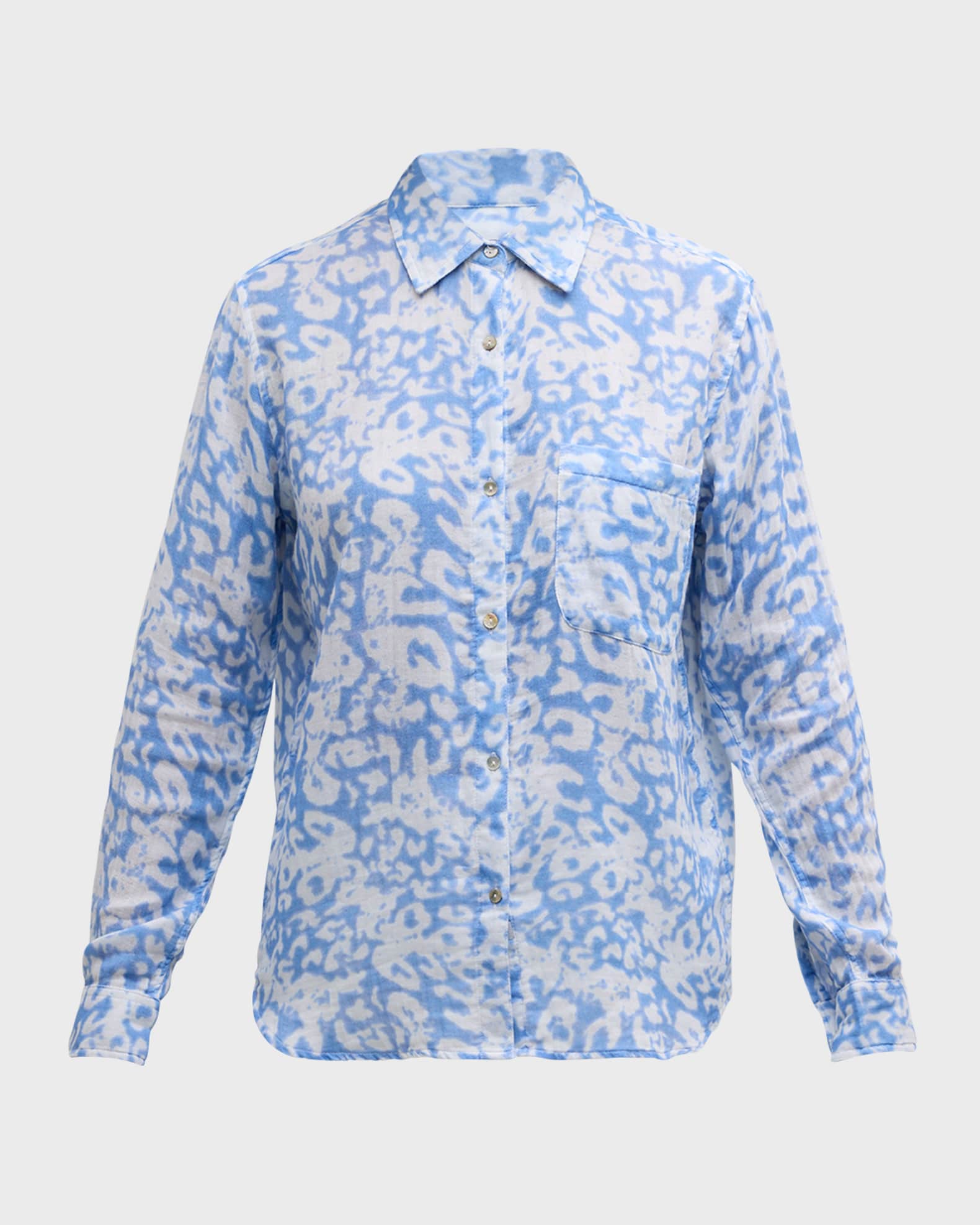 Rails Ellis Diffused Cheetah Button-Front Shirt