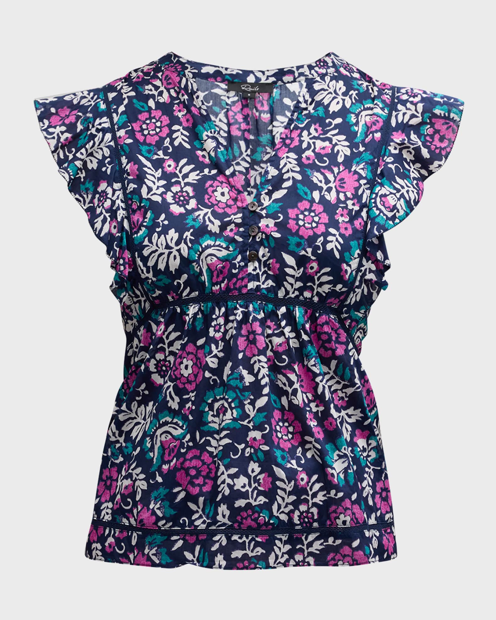 Rails Misha Floral Flutter-Sleeve Blouse
