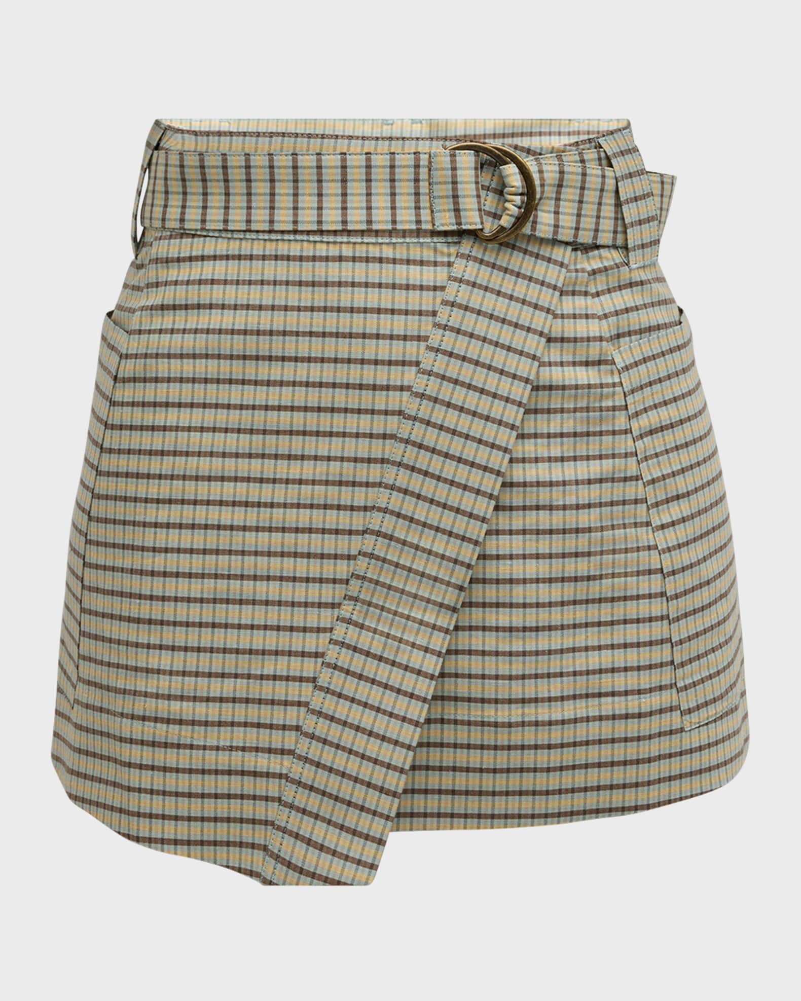 Rails Deanna Mini Check Belted Mini Skirt