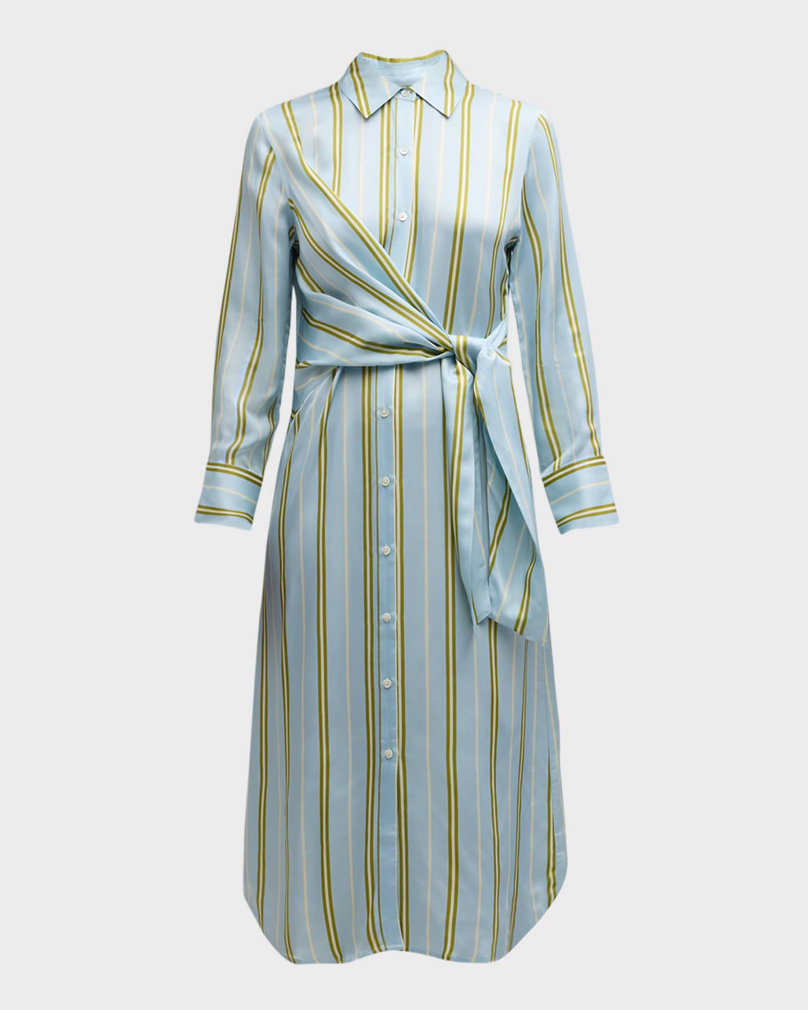 Rails Lacey Striped Satin Midi Shirtdress