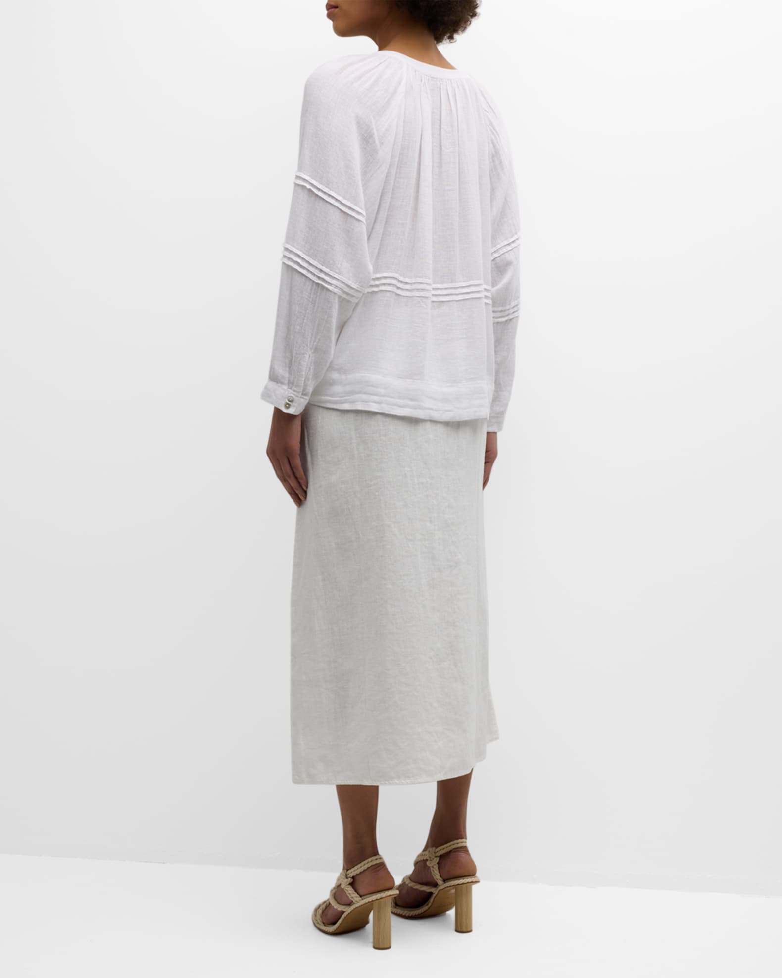 Frances Linen Cropped Blouse in Berry