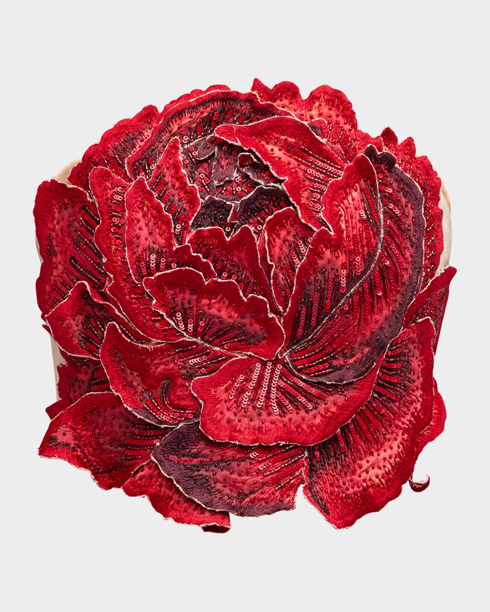 Alice + Olivia Randie Crystal Floral Applique Crop Top