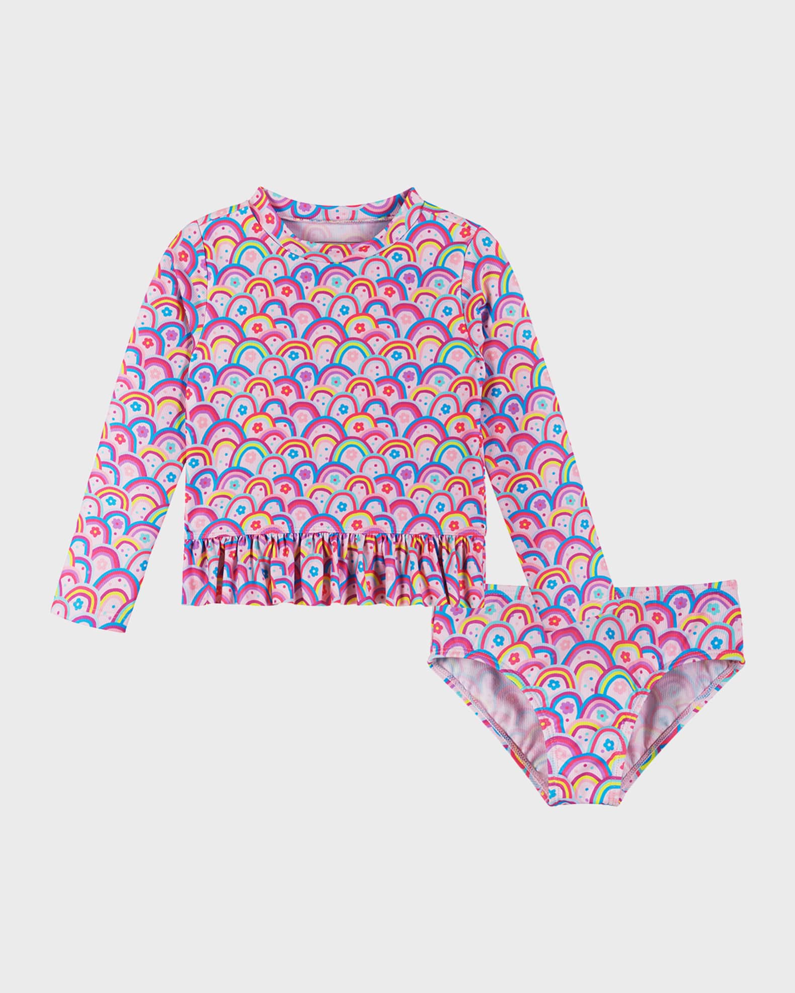 Andy & Evan Girl's Rainbow-Print Two-Piece Rashguard Set, Size 2T-6X