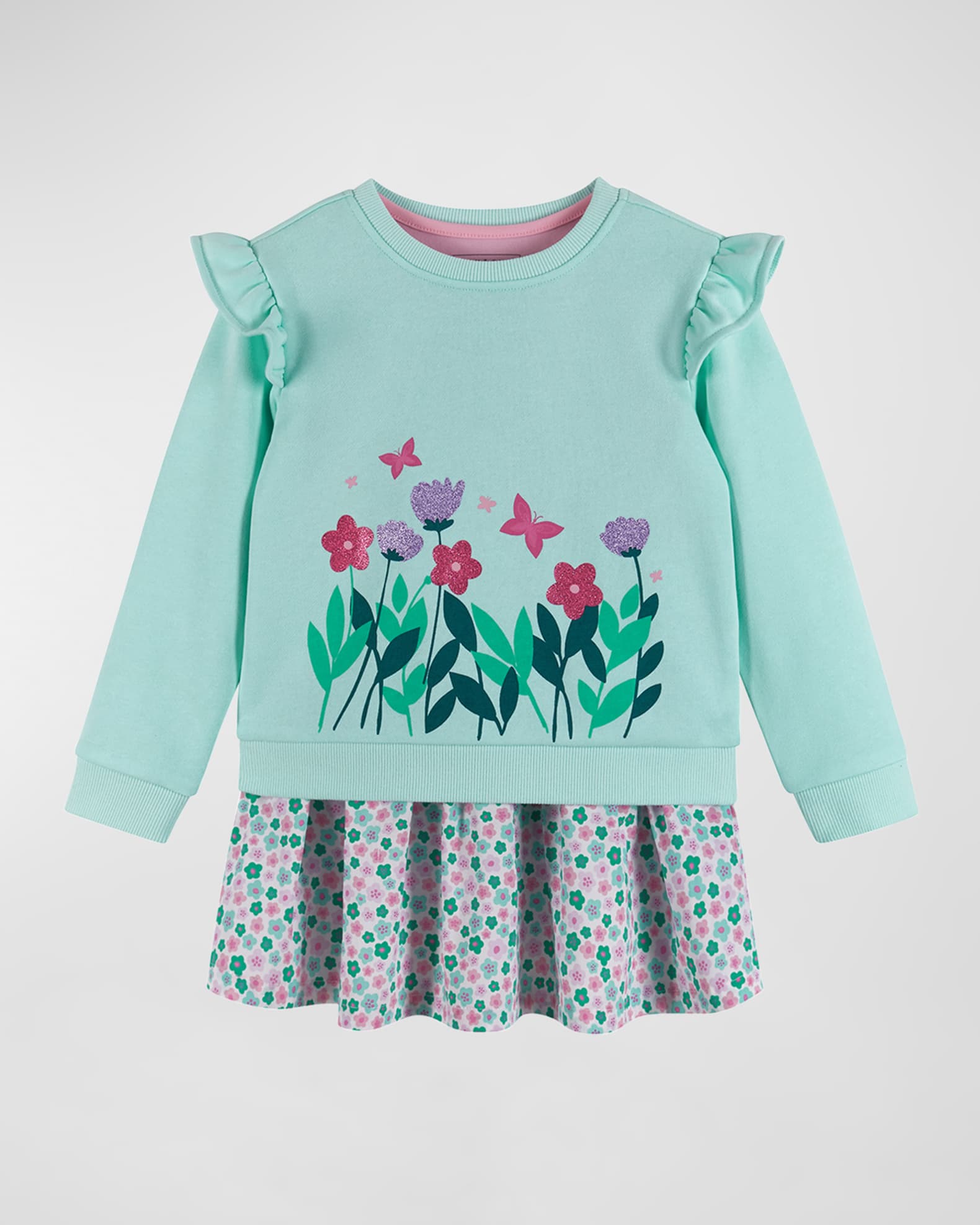 Andy & Evan Girl's Floral-Print Sweatshirt & Dress Set, Size 2T-6