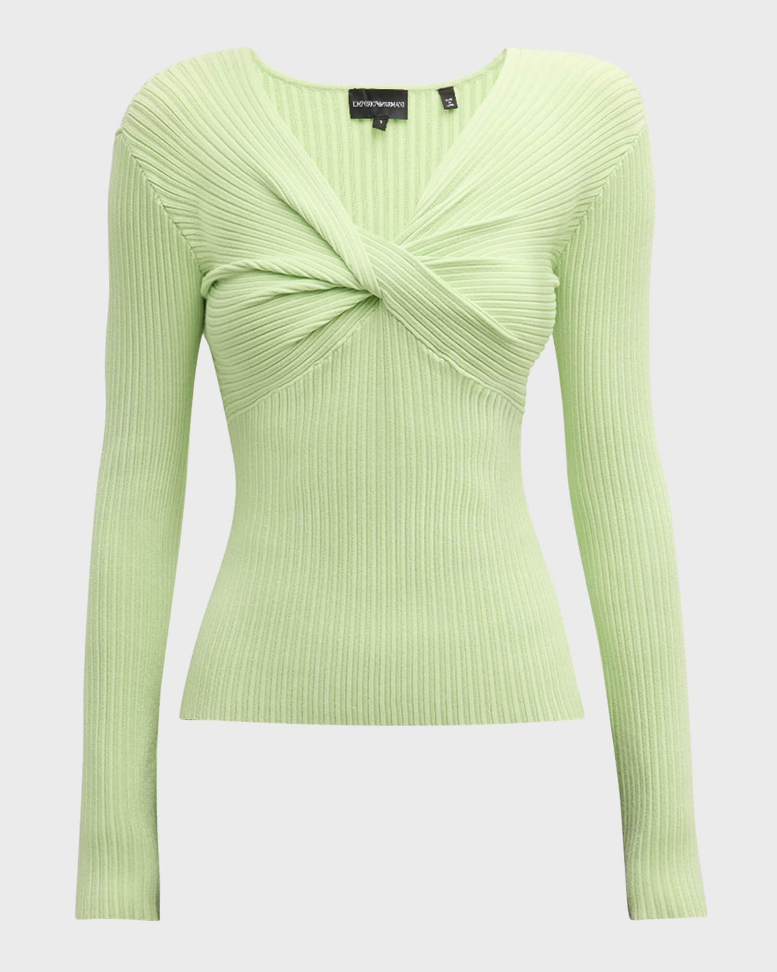 Emporio Armani Ribbed Twist Front Sweater Neiman Marcus