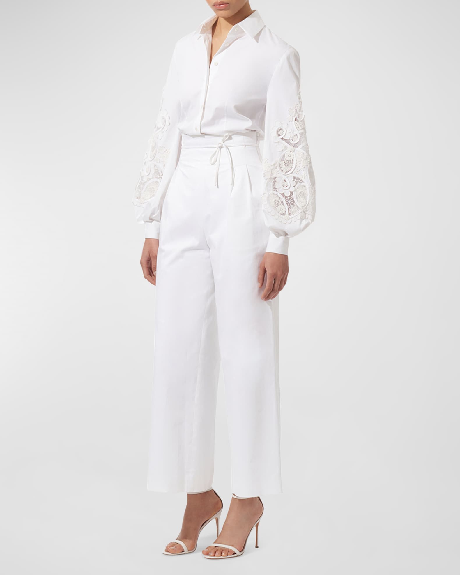 Hailey & Co Embroidered Puff Sleeve Printed Blouse