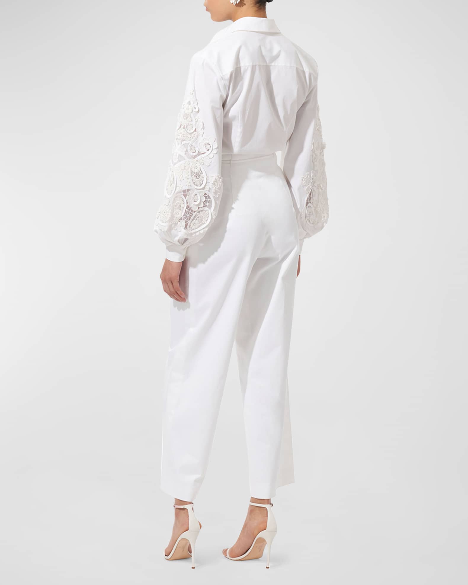 Ophelia Embroidered Puff Sleeve Frilled Neck Blouse