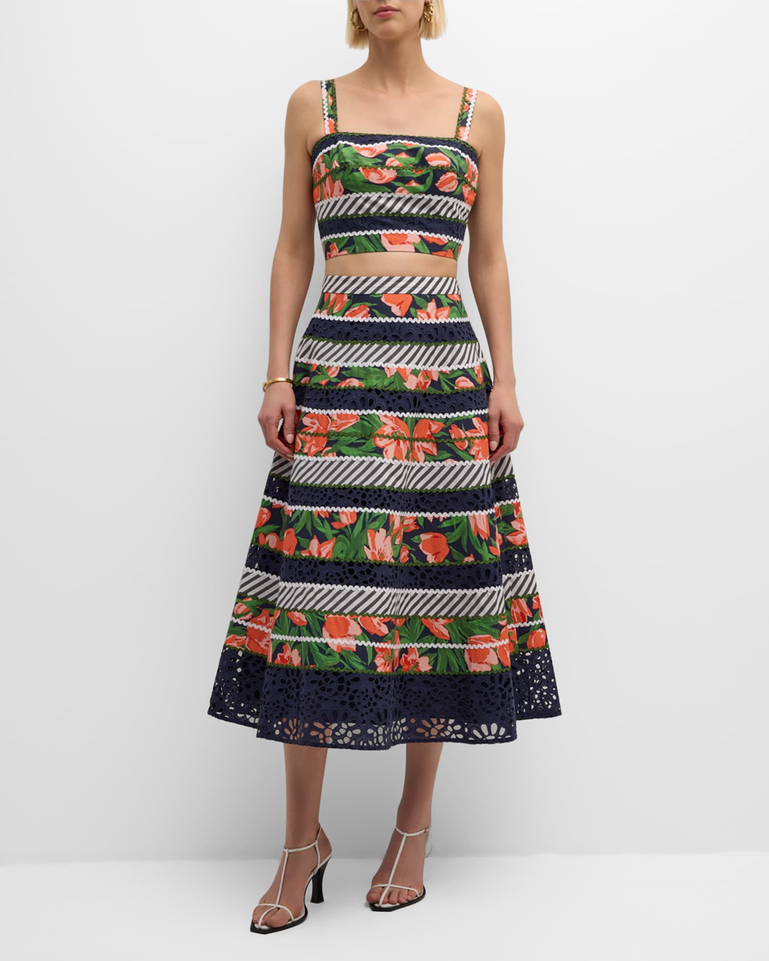 Floral Guipure Lace Ric Rac Crop Top 1