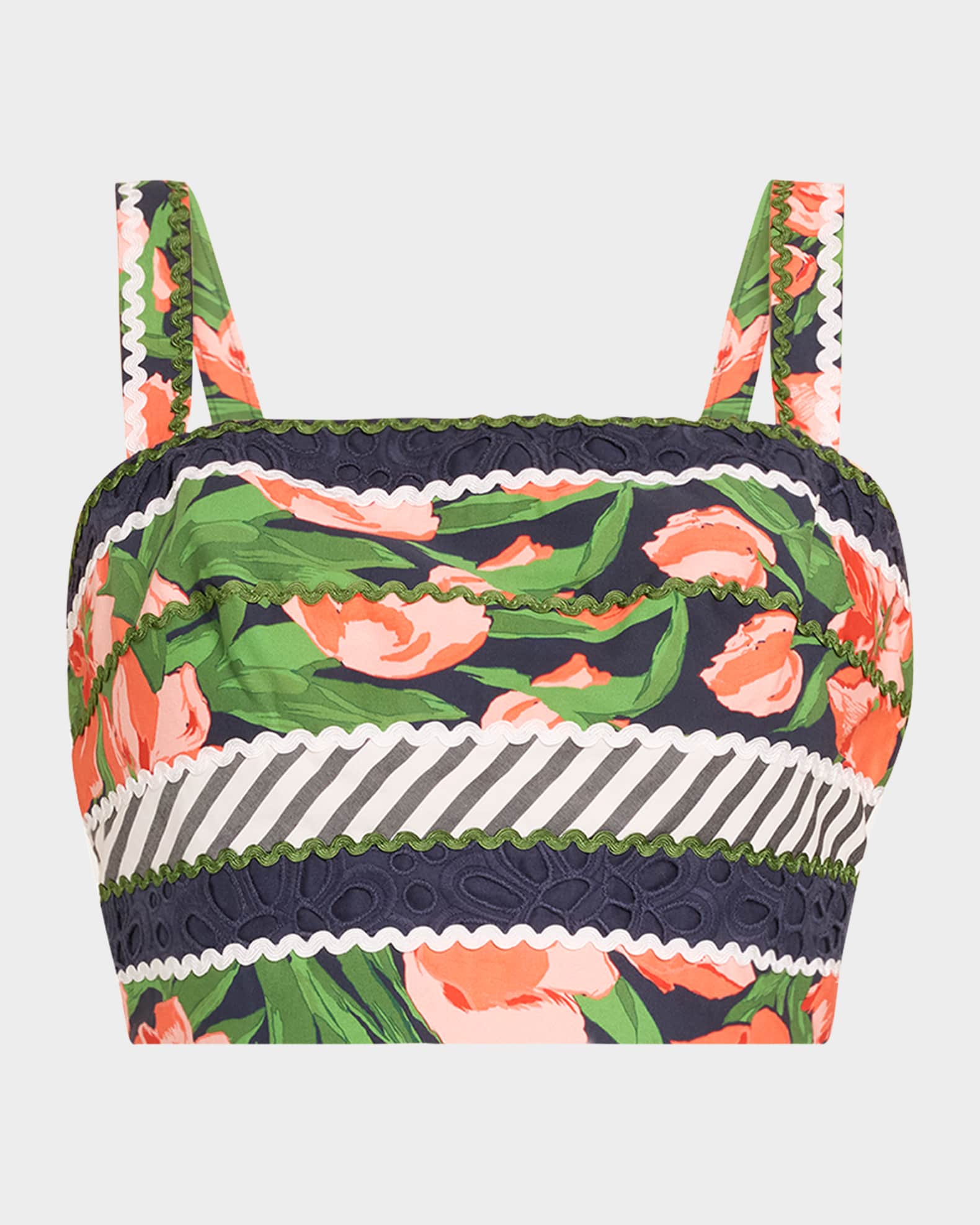 Floral Guipure Lace Ric Rac Crop Top 0