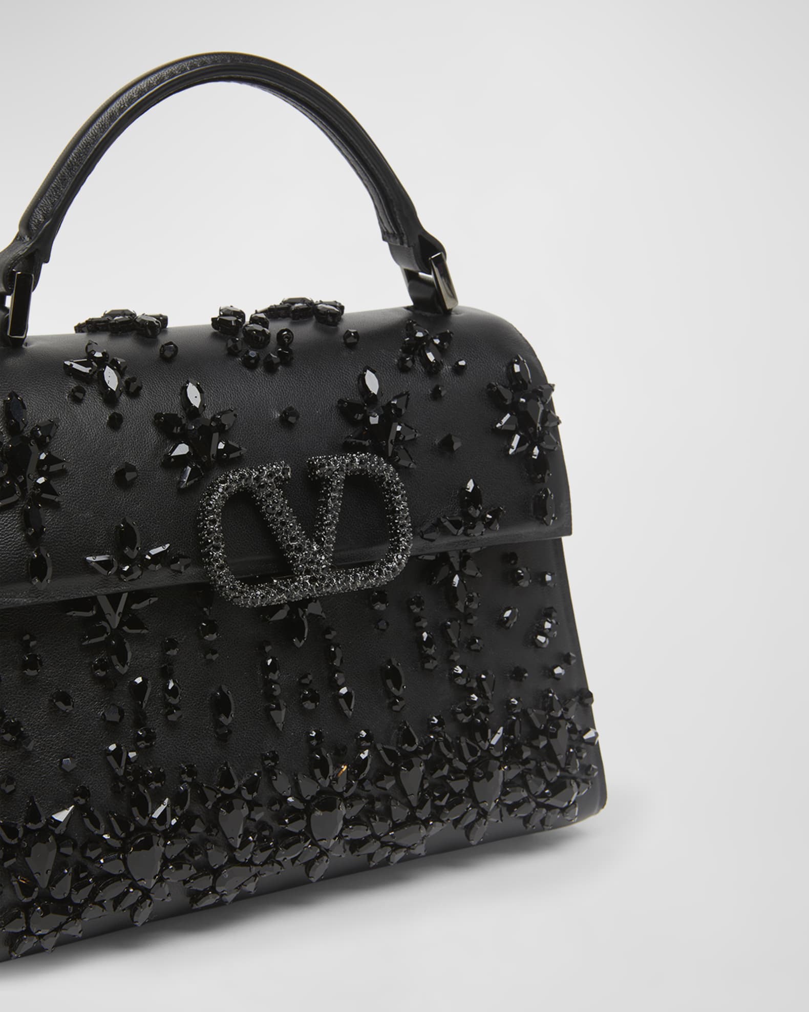 Valentino Garavani Vsling Mini Rhinestone Top-Handle Bag