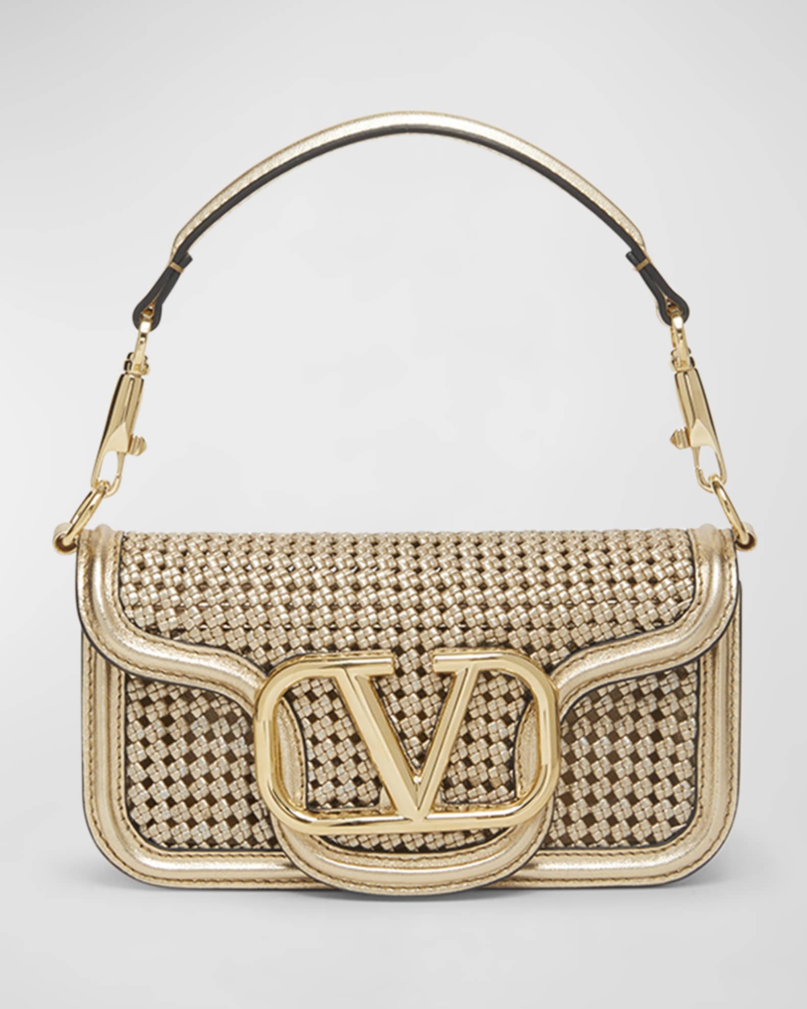 Valentino Garavani Loco Small Woven Metallic Shoulder Bag