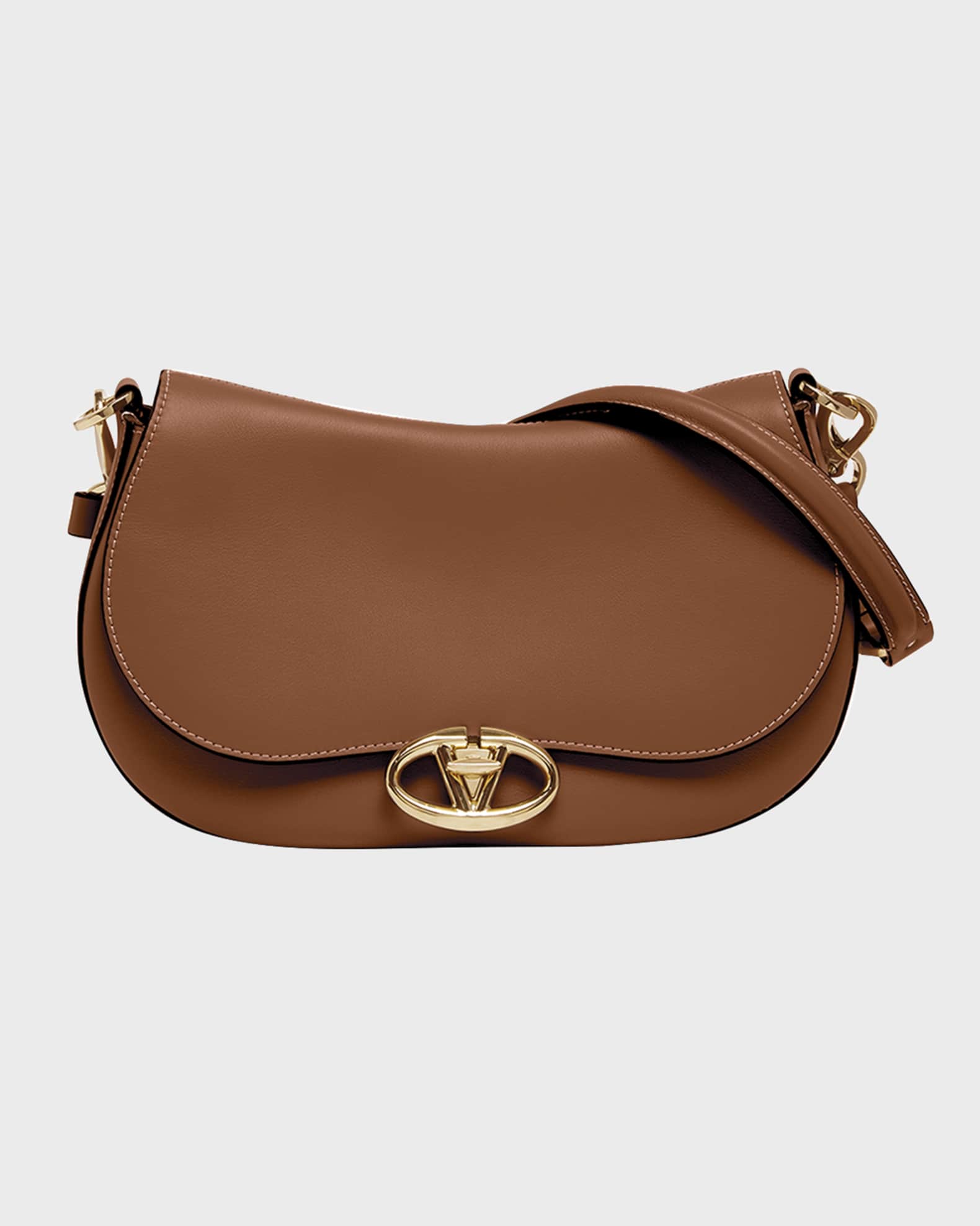 Valentino Garavani VLOGO Large Flap Leather Shoulder Bag