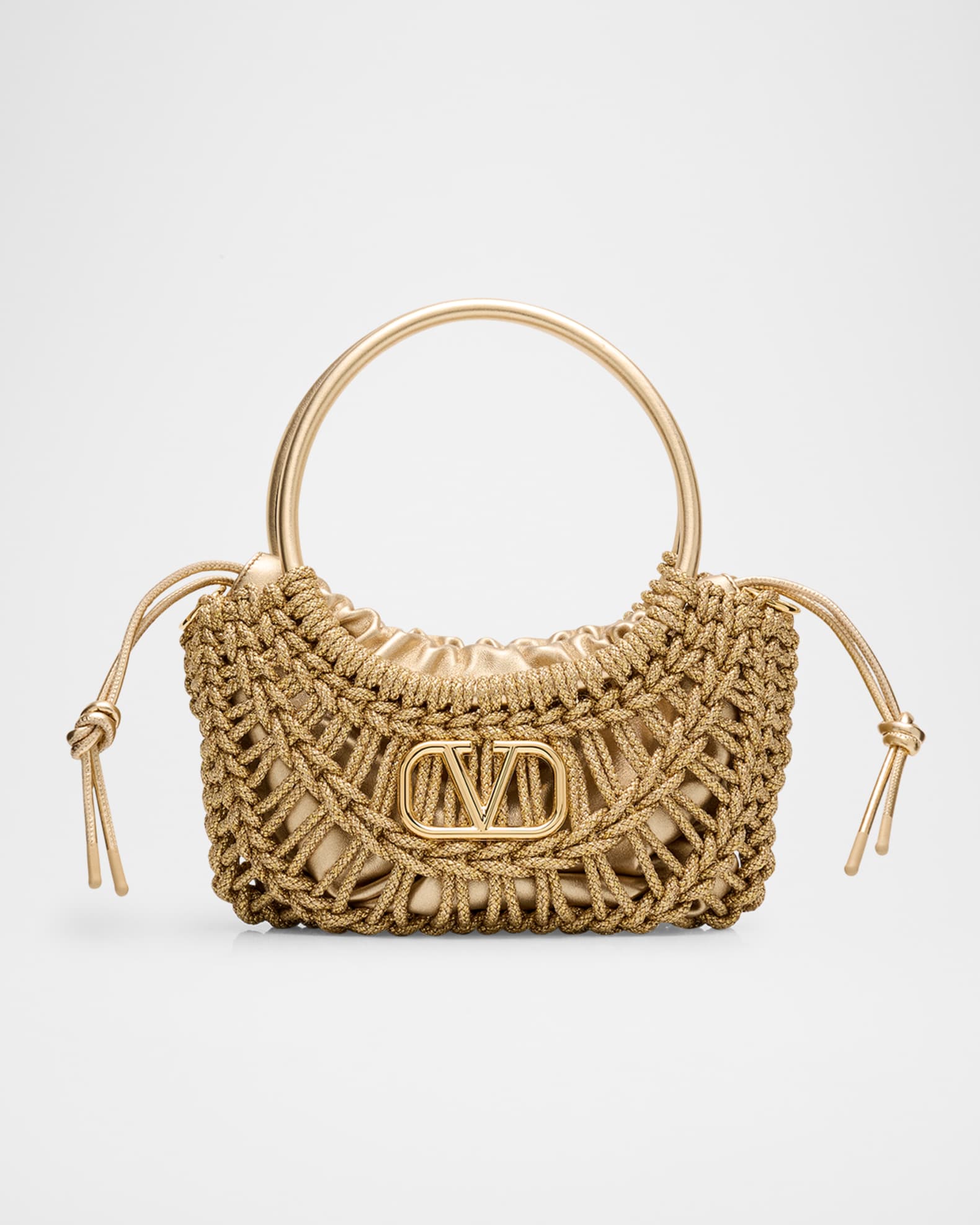 Valentino Garavani Small Knotted Metallic Top Handle Bag Neiman Marcus