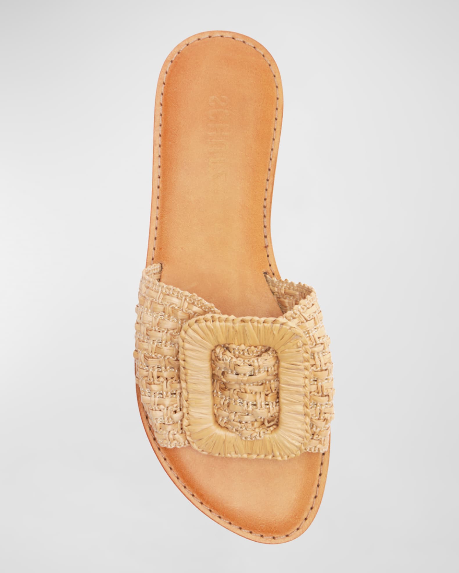 SCHUTZ Womens Beige Woven Embellished Carlotta Round Toe Slip On Slide Sandals Shoes B main image 1
