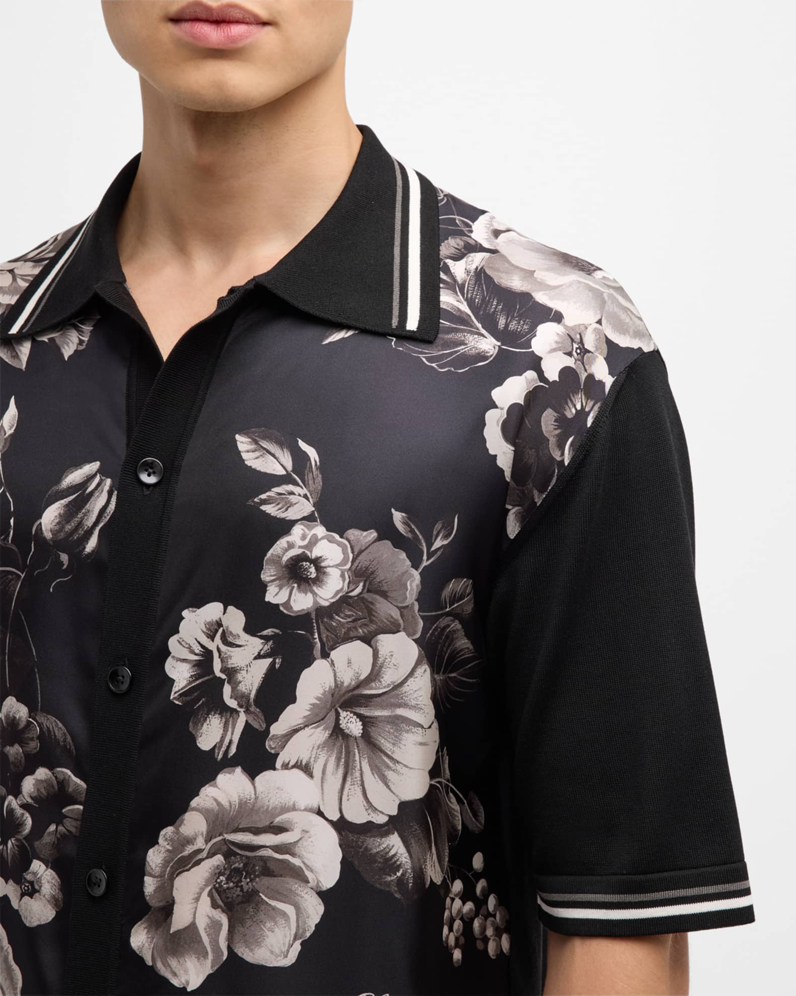 Dolce&Gabbana Men's Floral ButtonDown Shirt Neiman Marcus