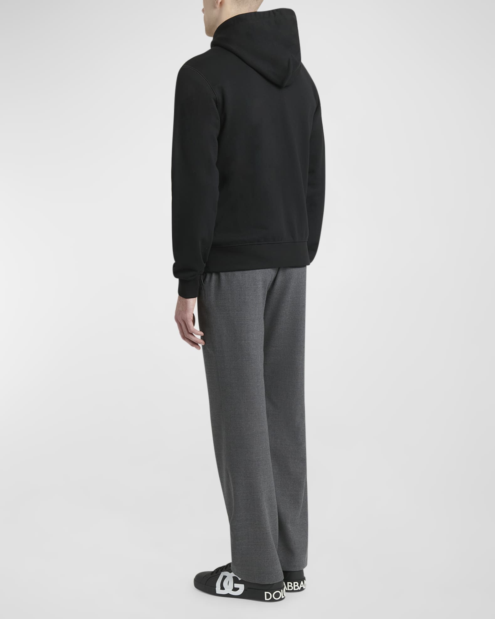 Dolce&Gabbana Men's Logo Plaque Zip Hoodie | Neiman Marcus
